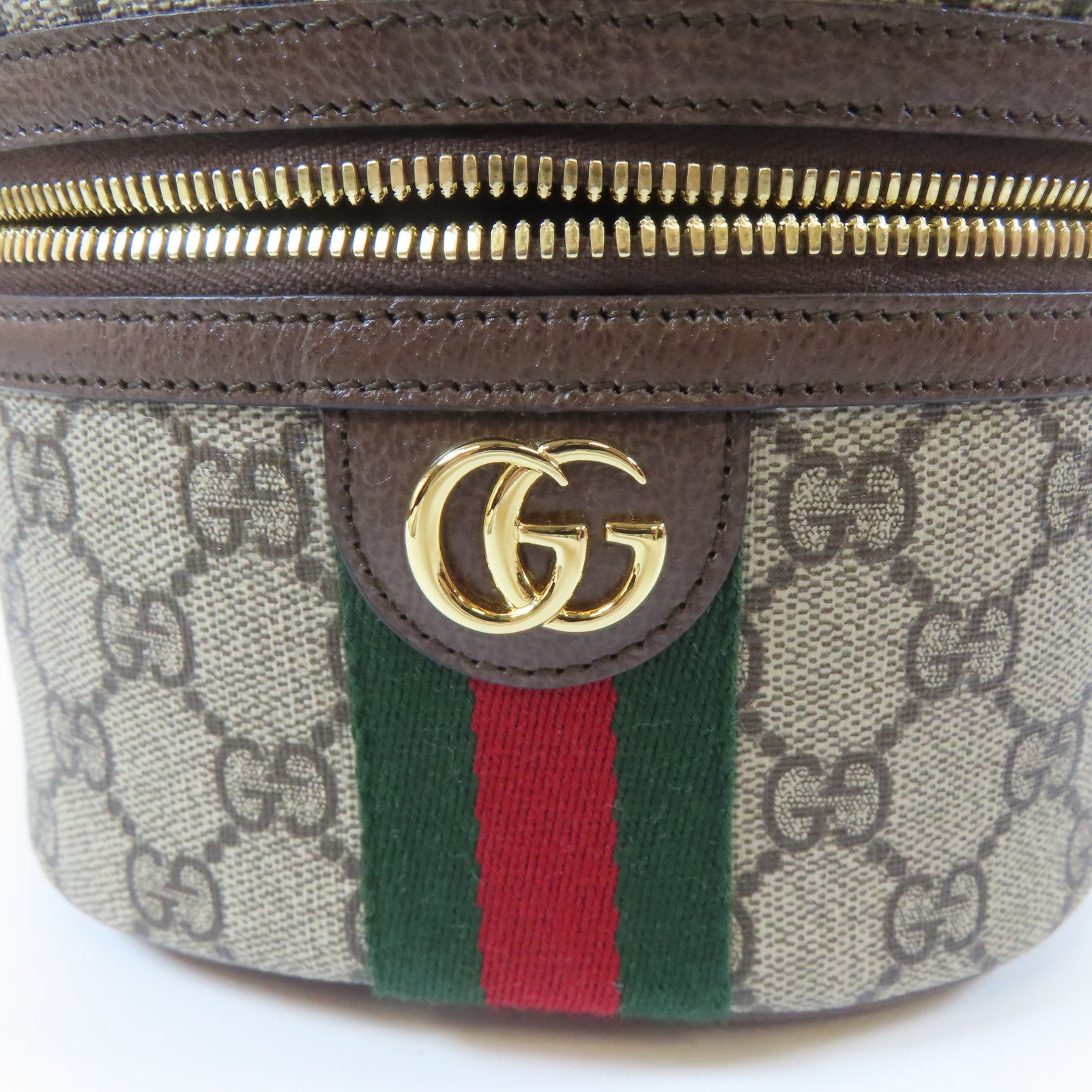 GUCCI 塗層帆布Ophidia GG Supreme Vanity Case金扣手挽袋啡色