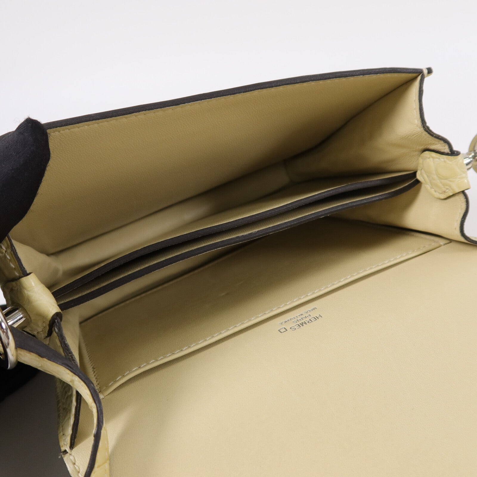 HERMES Alligator/Lizard皮革Roulis Mini肩背袋Ombre Vanille