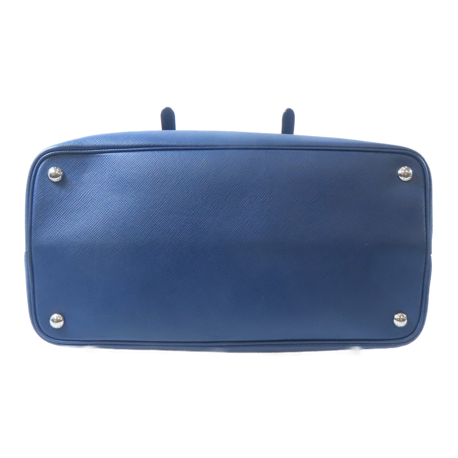 PRADA 【激減優惠】Saffiano皮革Double Shoulder Bag銀扣手挽肩背兩用袋藍色