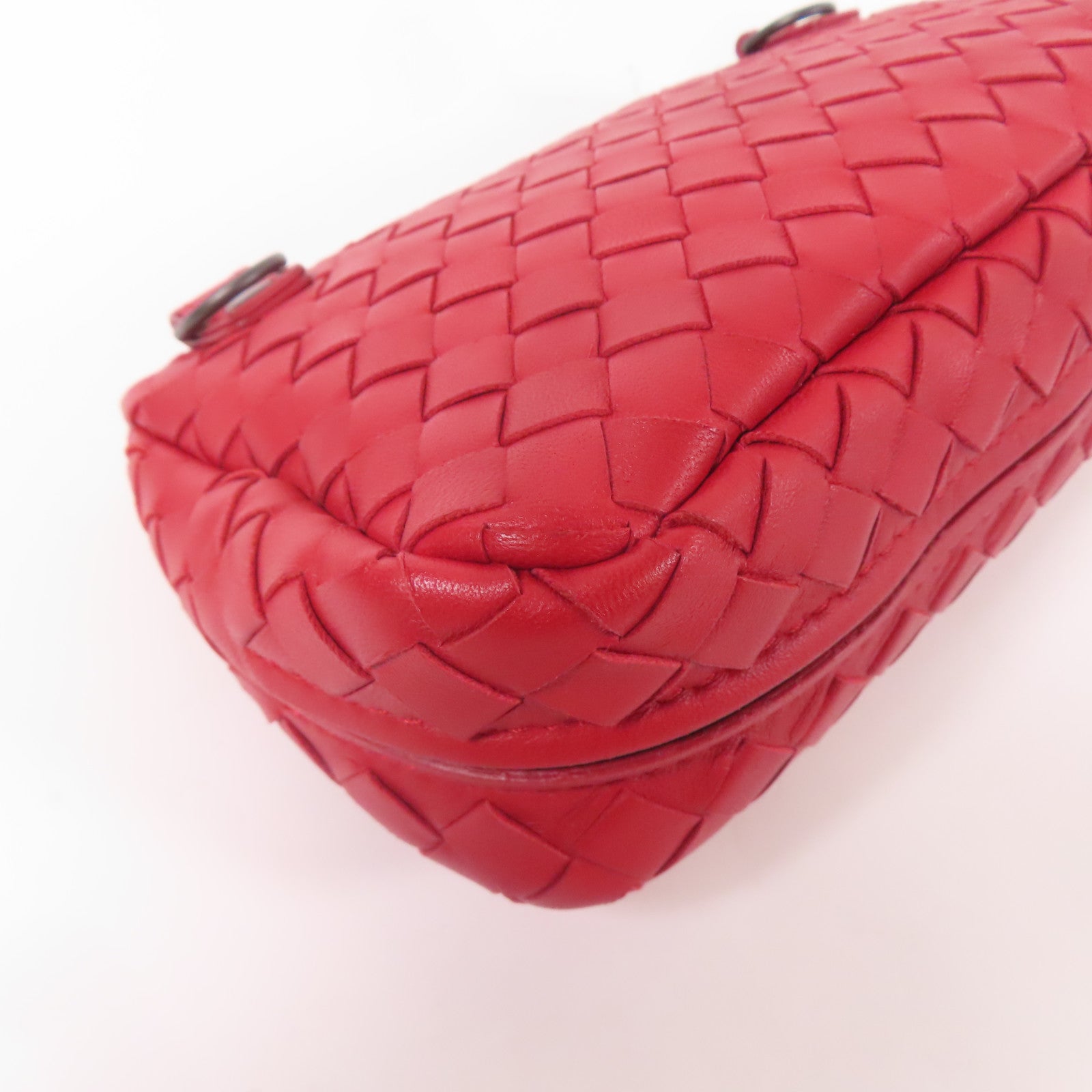 BOTTEGA VENETA BV Chain Shoulder Bag Lambskin Leather Red