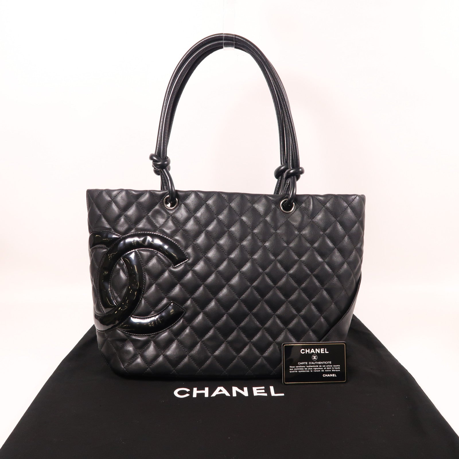 CHANEL 牛皮皮革Cambon Line銀扣肩背袋
