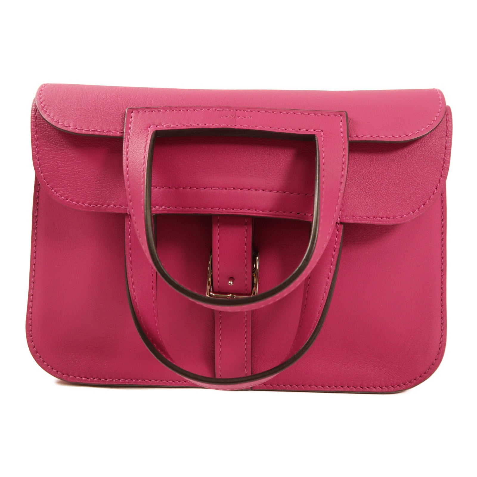 HERMES PHW Mini Halzan 2 Way Shoulder Bag Swift Leather Rose Pourpre