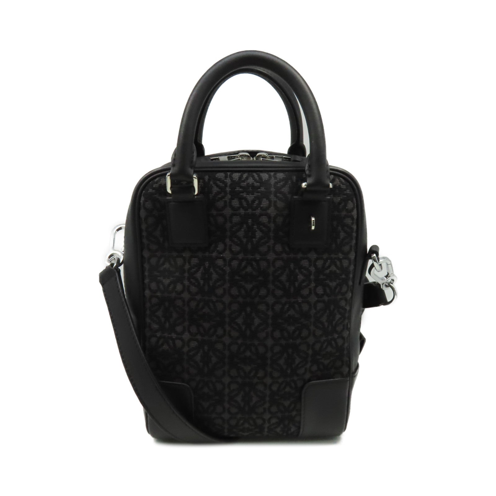 LOEWE 【清倉大減價】帆布/牛皮皮革Amazona 15 2Way Shoulder Bag手挽肩背兩用袋黑色
