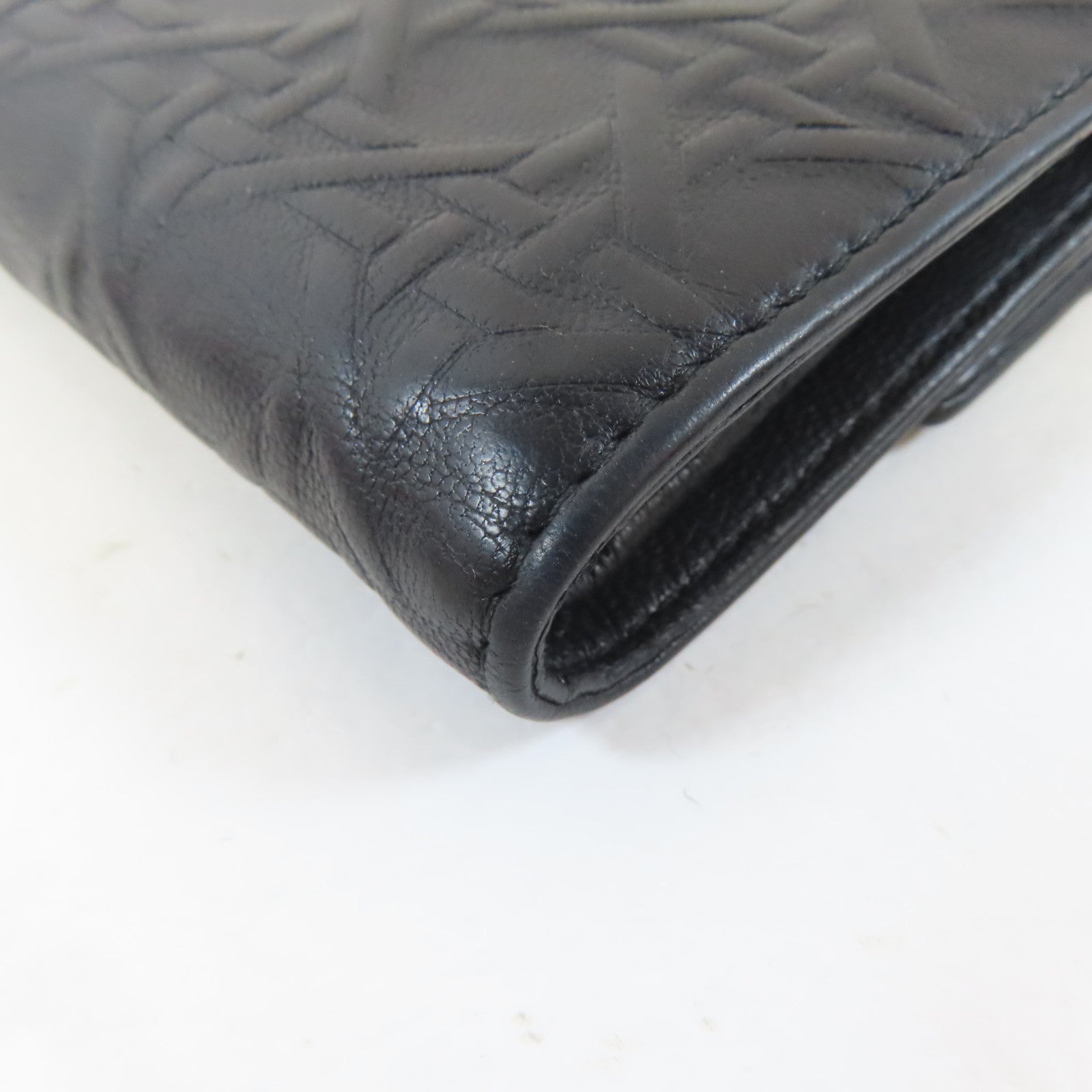 Dior 牛皮皮革Trifold Wallet銀扣錢包黑色
