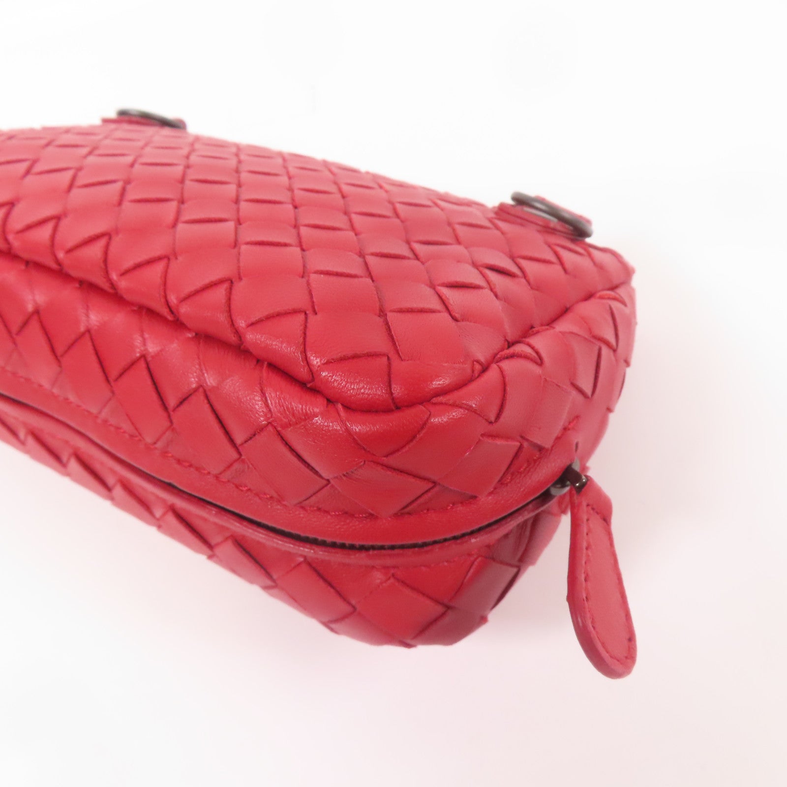 BOTTEGA VENETA BV Chain Shoulder Bag Lambskin Leather Red