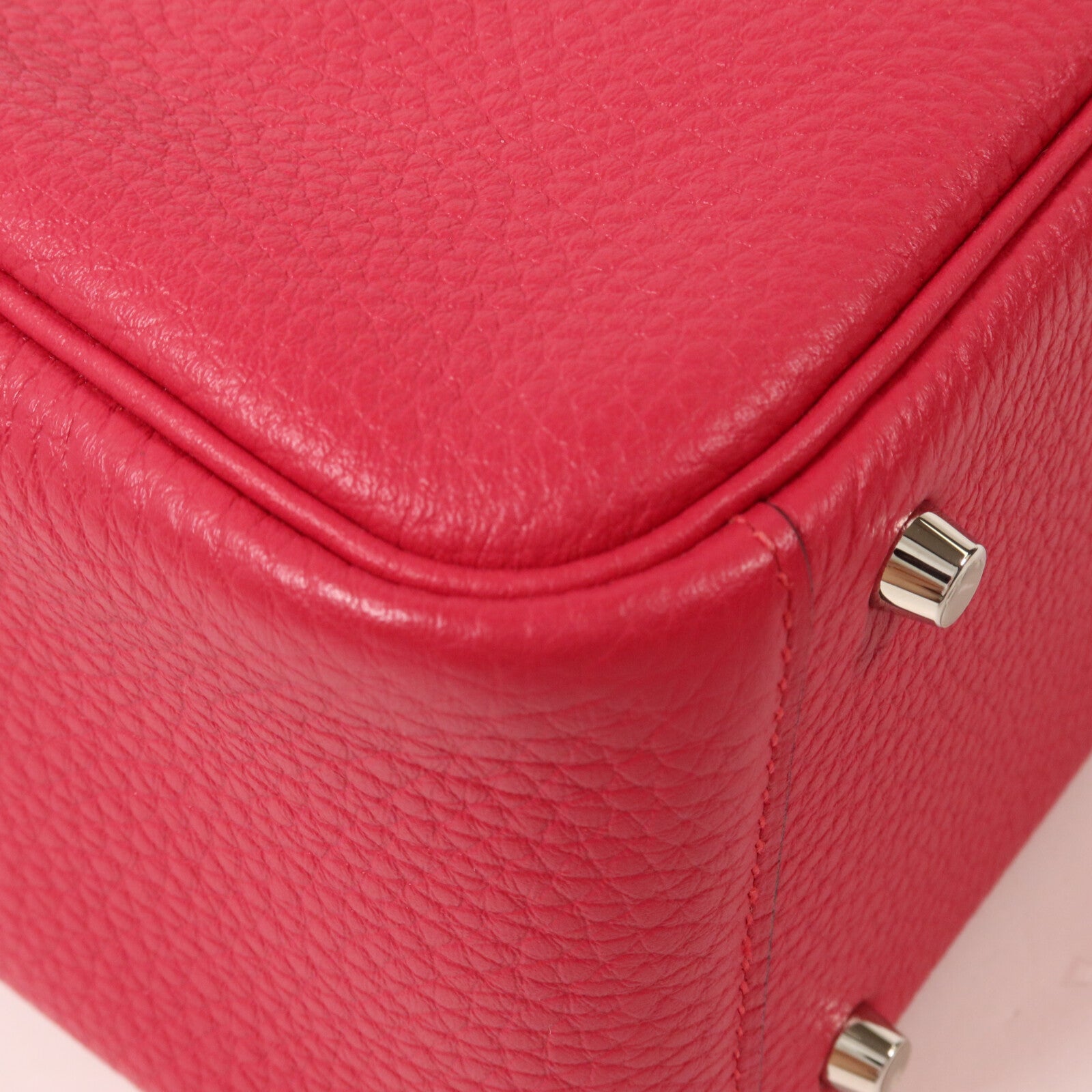 HERMES Clemence皮革Mini Lindy手挽肩背兩用袋Framboise