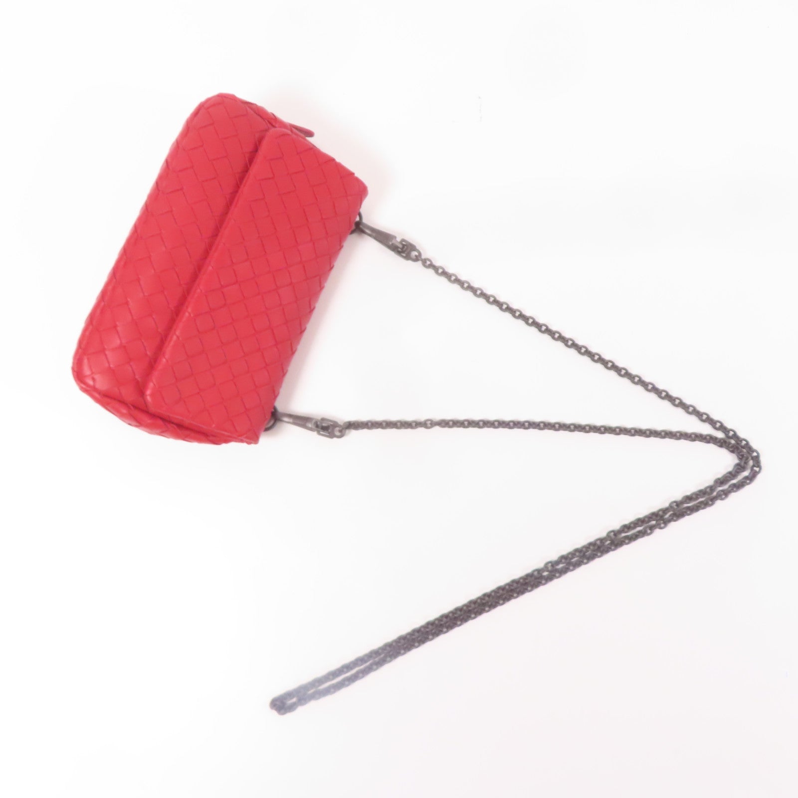BOTTEGA VENETA BV Chain Shoulder Bag Lambskin Leather Red