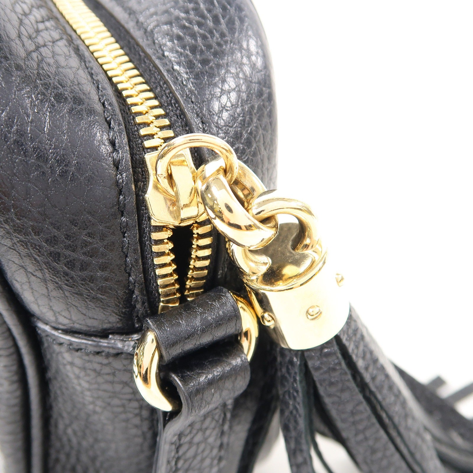 GUCCI 牛皮皮革Soho Bag銀扣肩背袋黑色