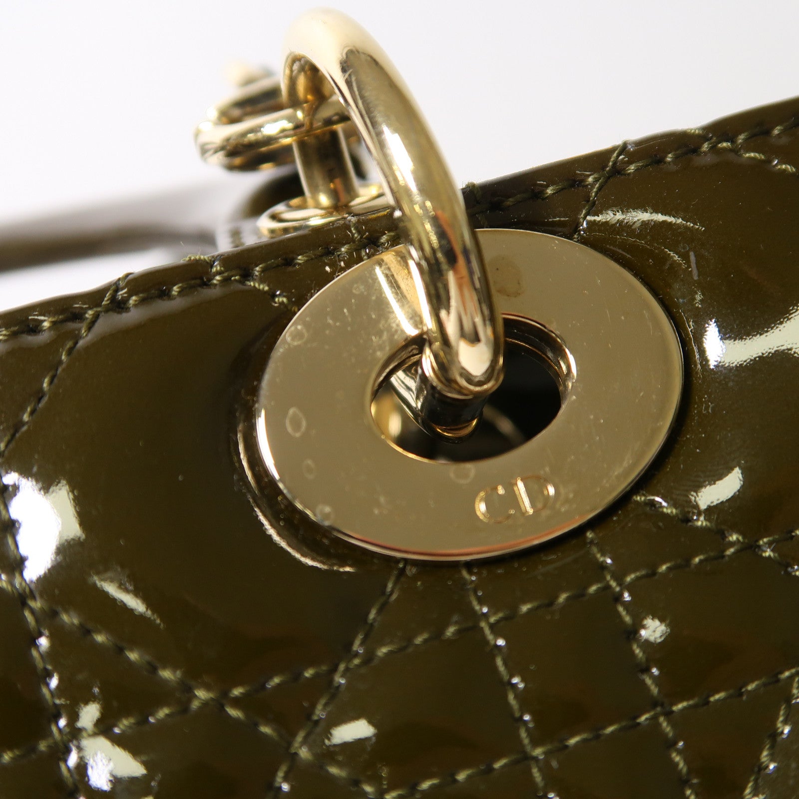 Dior 漆皮皮革Lady Dior金扣手挽肩背兩用袋綠色