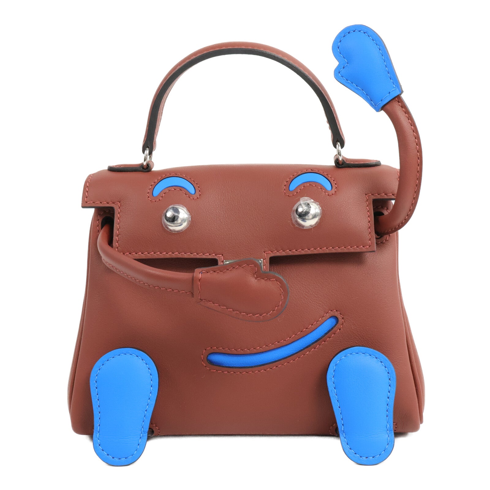 HERMES Swift皮革Kelly Doll手挽袋Rouge H/Bleu Hydra