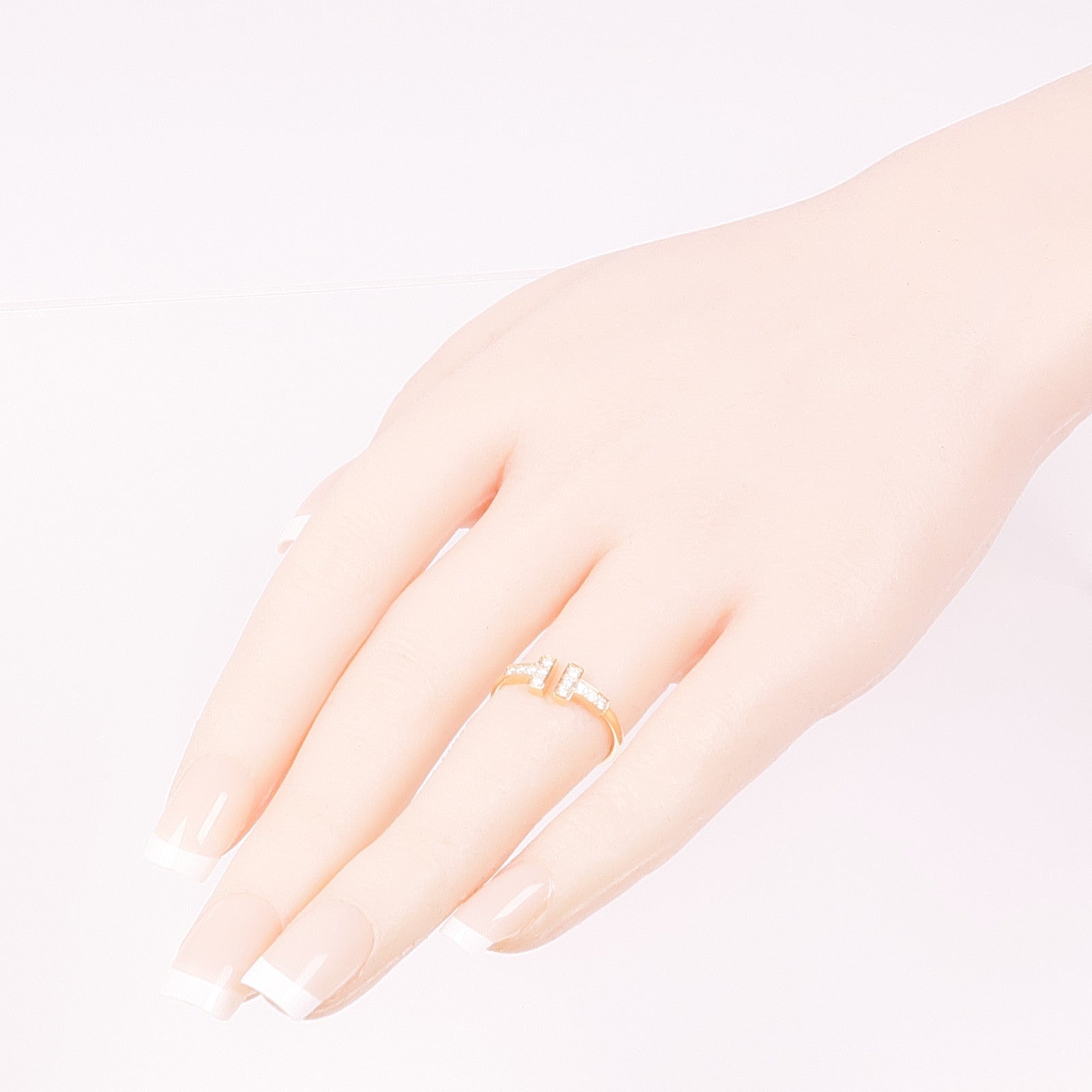 TIFFANY＆CO 18K玫瑰金T Ring With Diamond鑽石戒指US#6