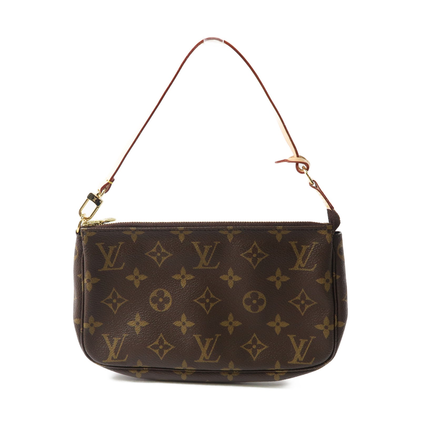 LOUIS VUITTON Monogram Pochette Accessoires金扣手挽袋啡色