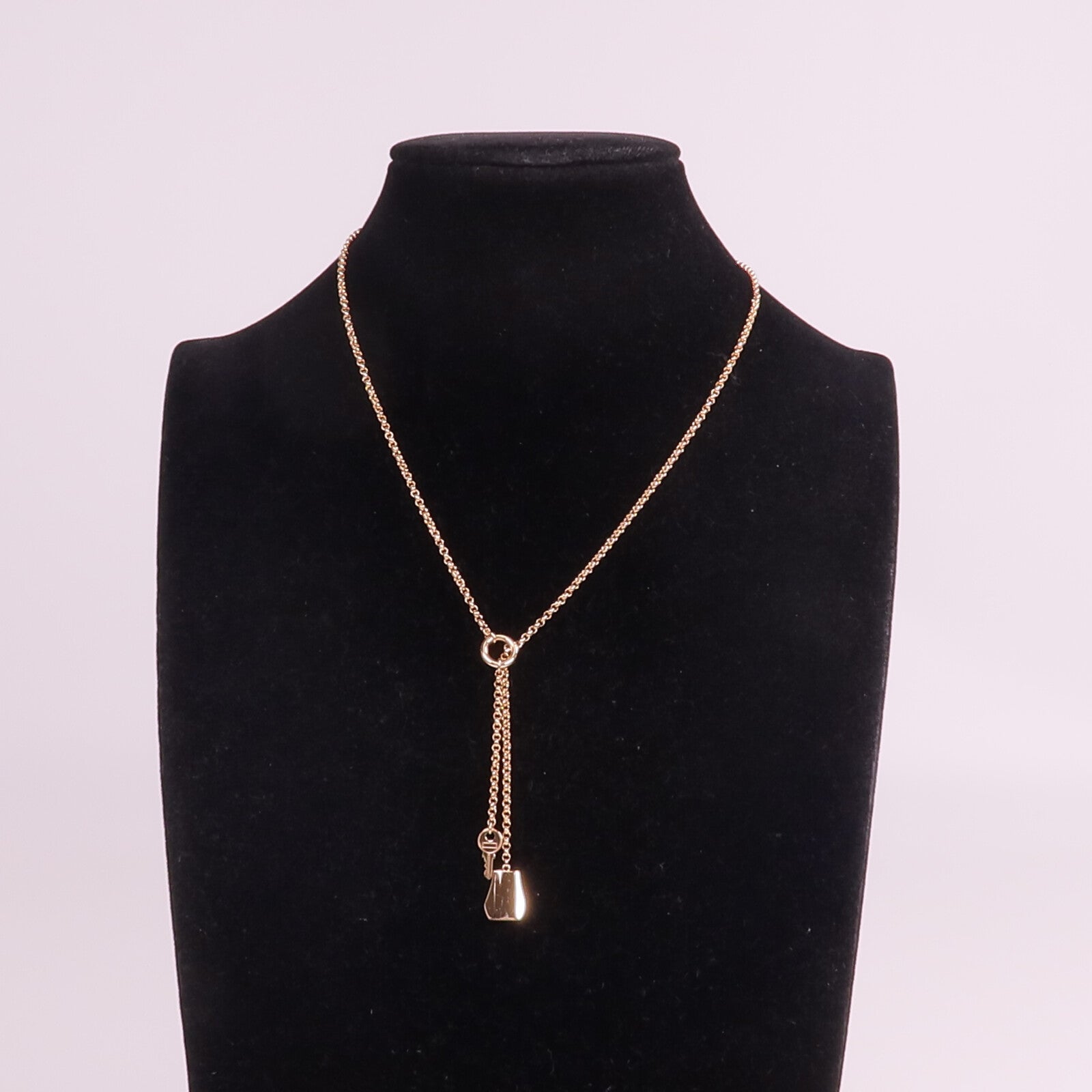 HERMES 18K玫瑰金Kelly Clochette Necklace項鍊