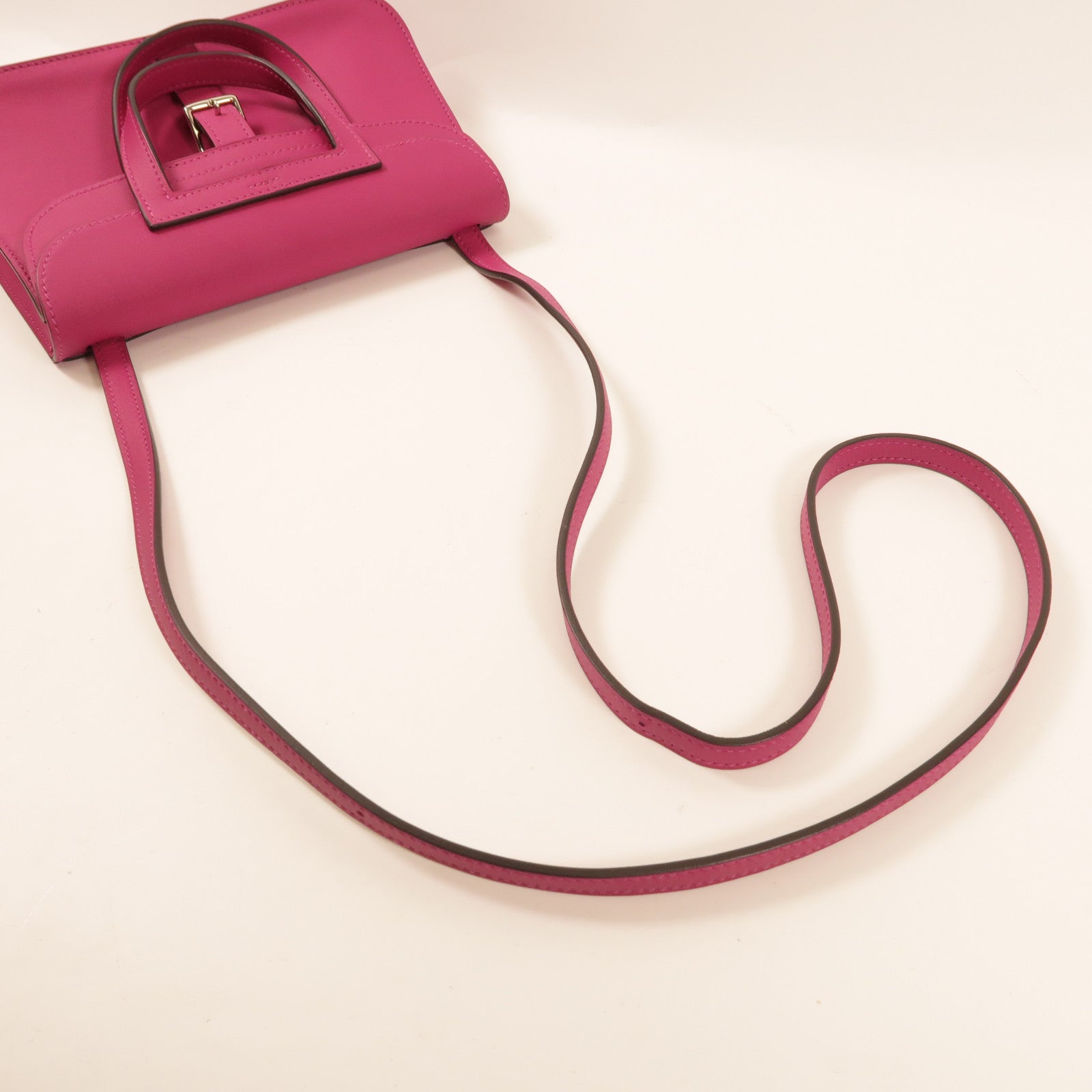 HERMES【激減優惠】 Swift皮革Mini Halzan銀扣手挽肩背兩用袋Rose Pourpre