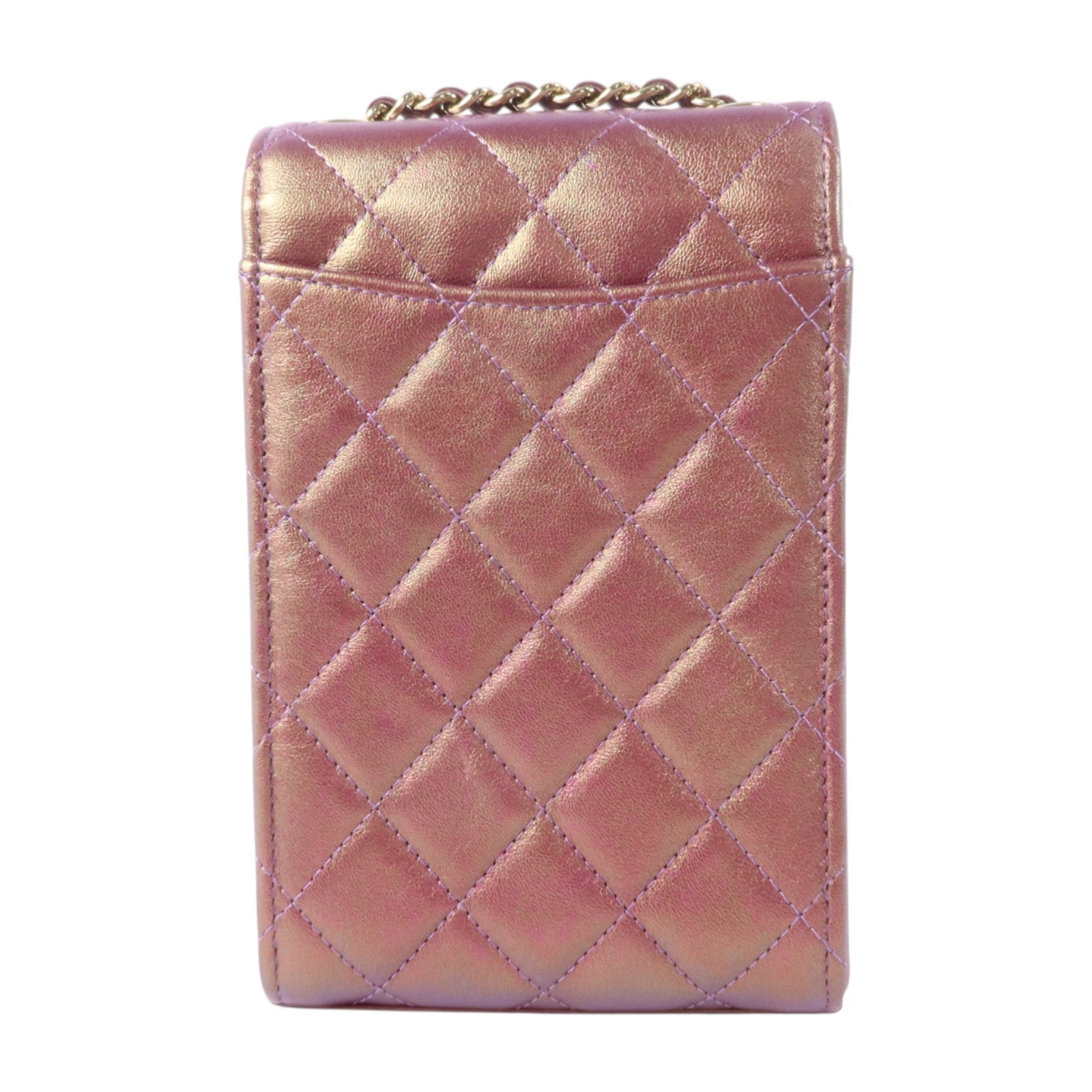 CHANEL 羊皮皮革Phone Bag金扣鏈帶肩背袋