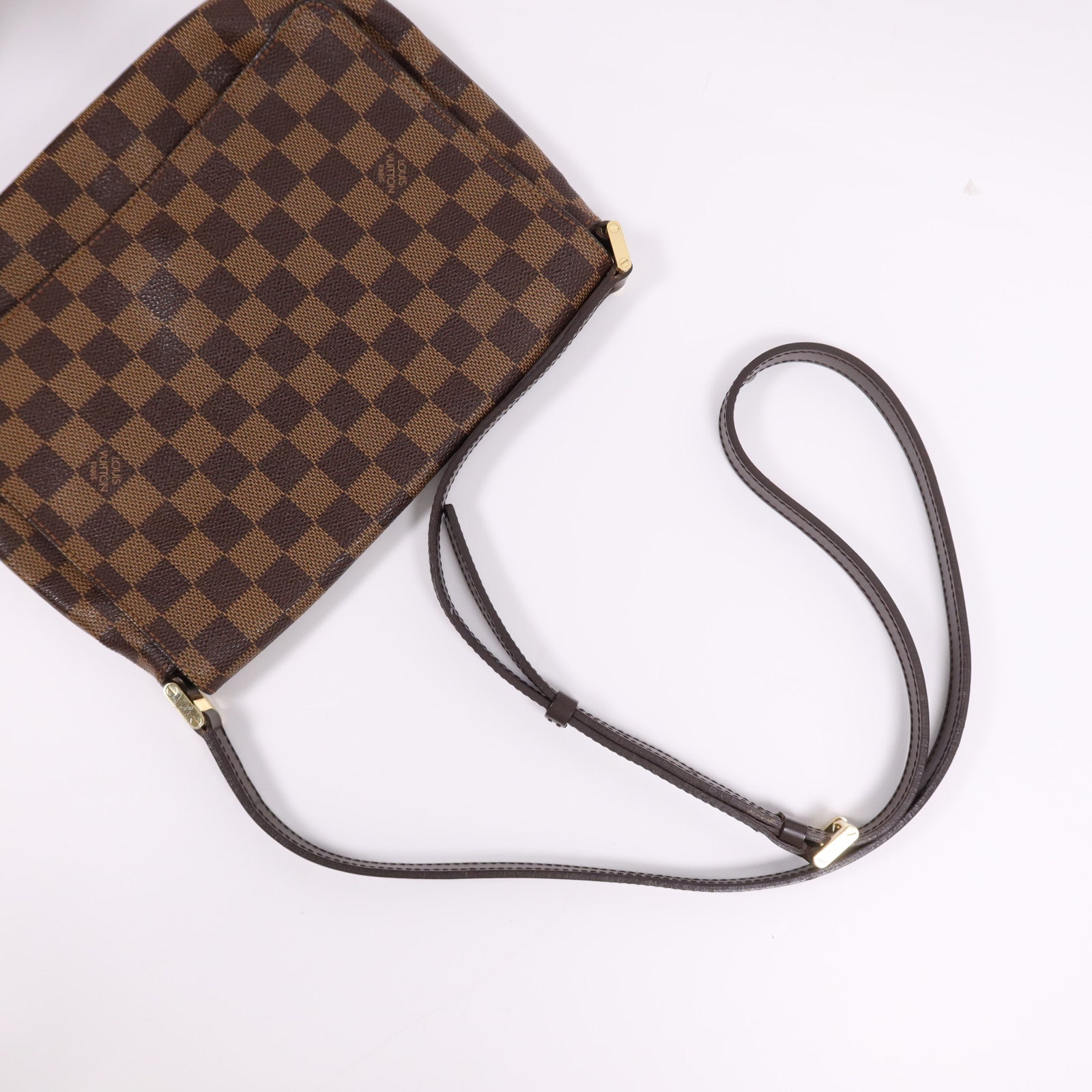 LOUIS VUITTON Damier Musette Tango金扣肩背袋棕色