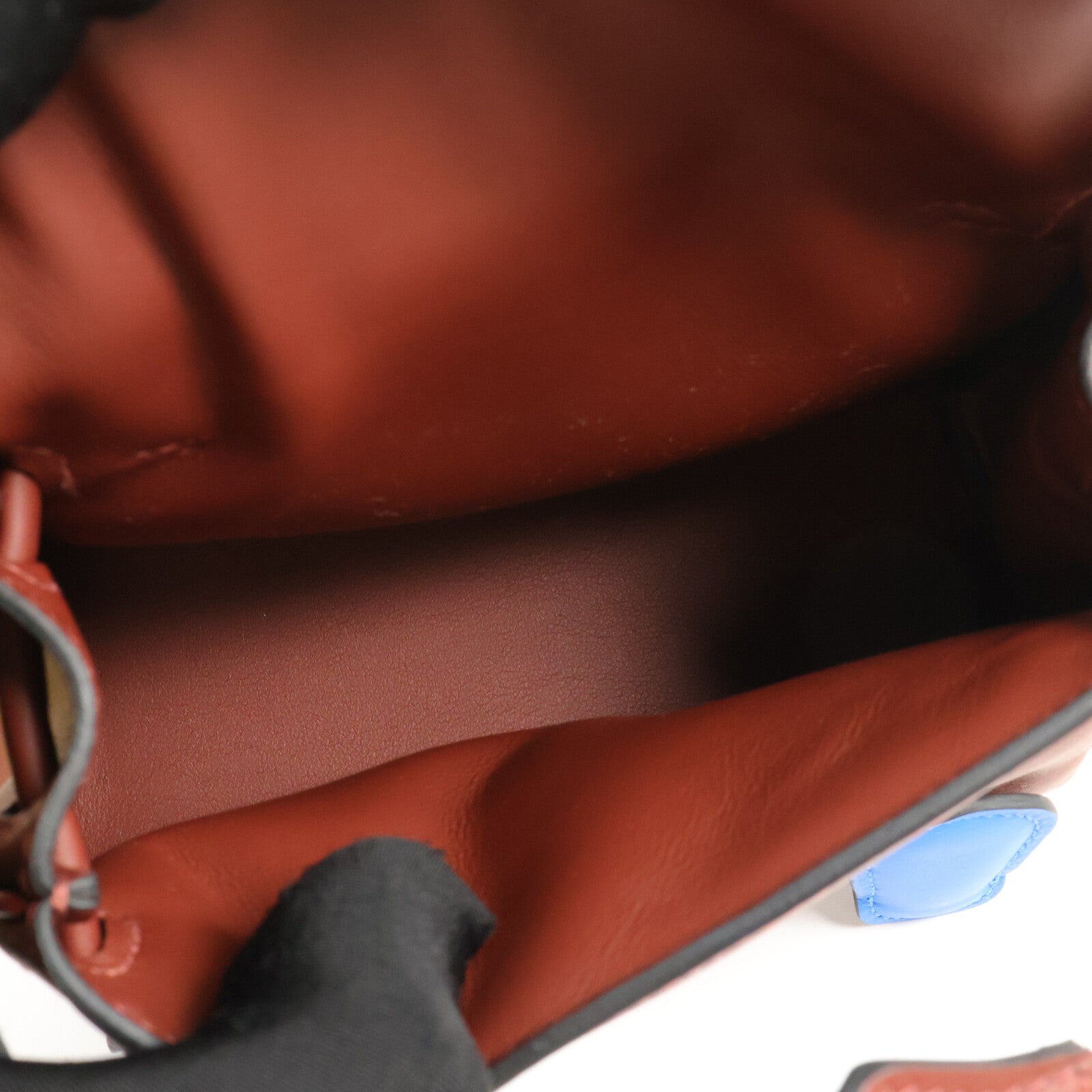 HERMES Swift皮革Kelly Doll手挽袋Rouge H/Bleu Hydra