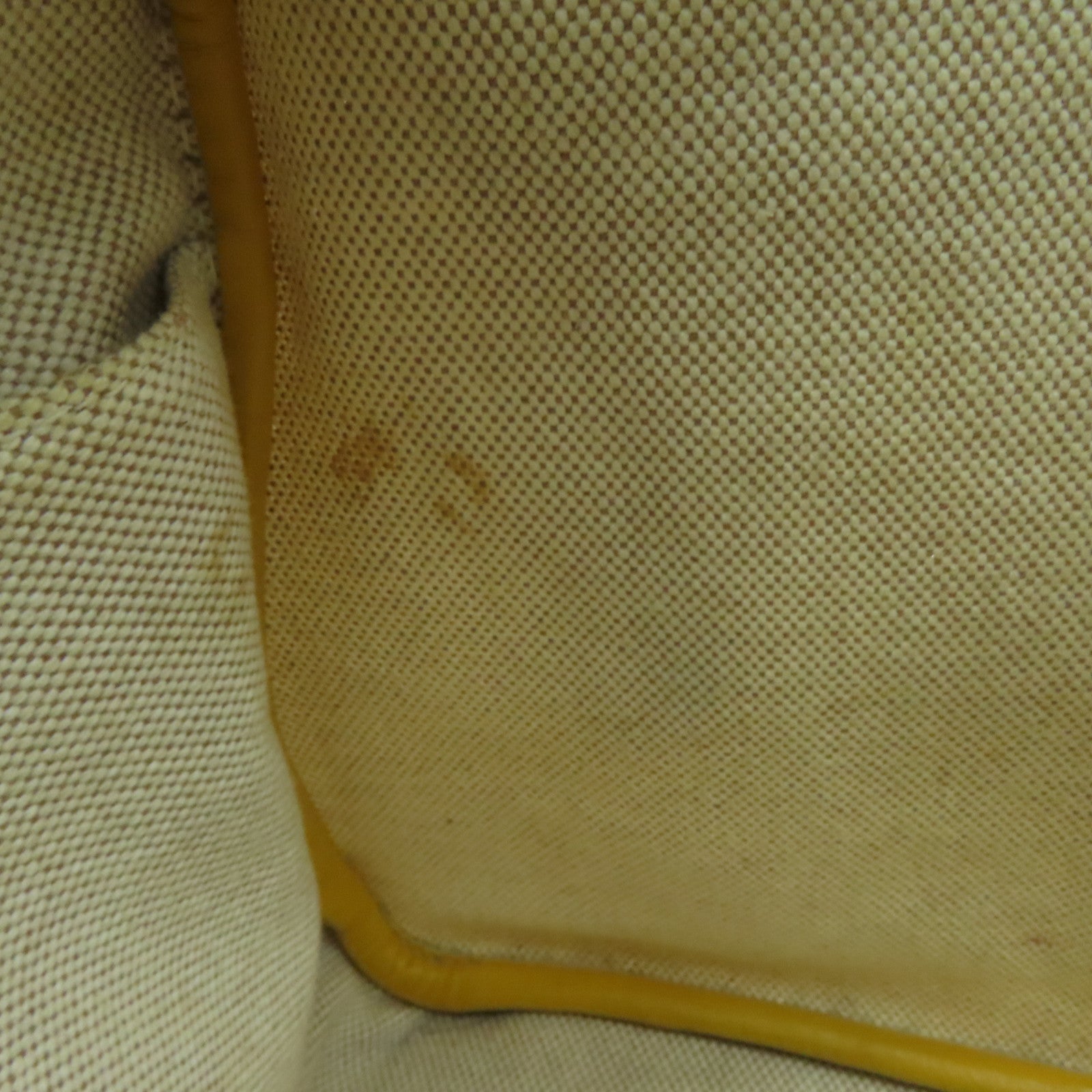 HERMES Cowhide Leather Canvas Lindy 30 Silver Button Handle Bag Beige/Yellow