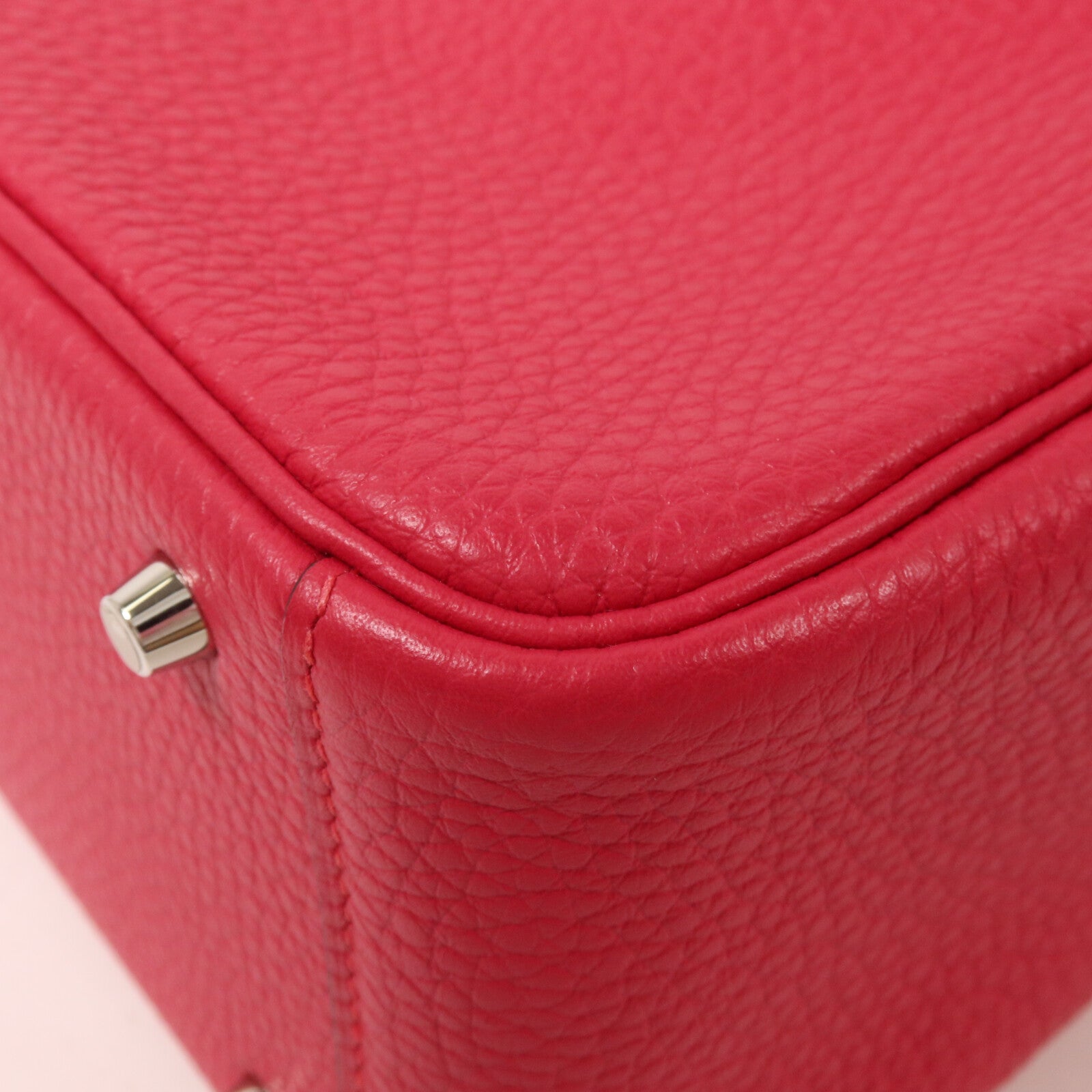 HERMES Clemence皮革Mini Lindy手挽肩背兩用袋Framboise