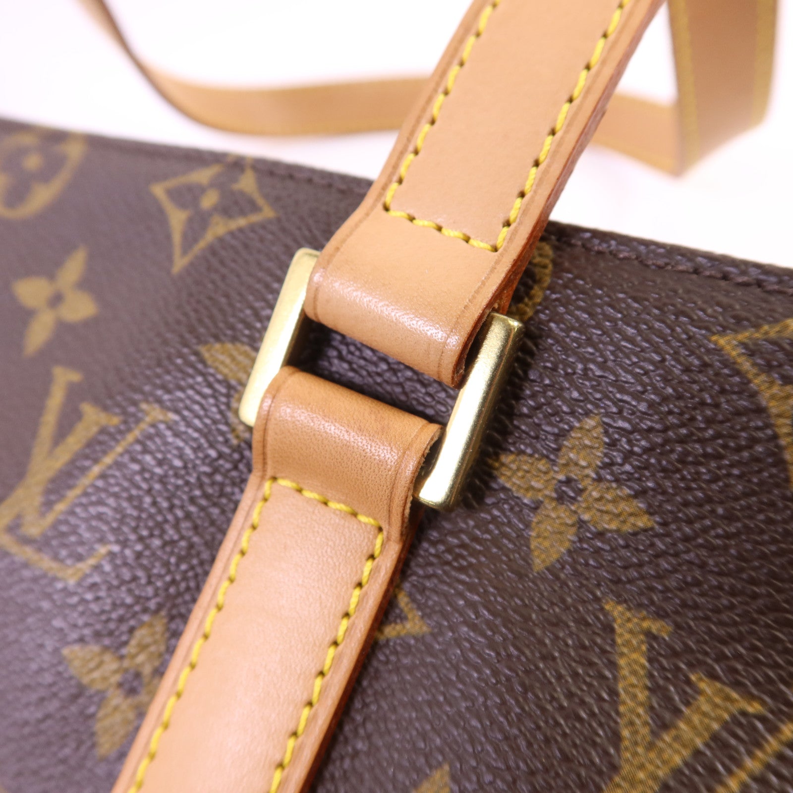 LOUIS VUITTON Monogram Cabas Mezzo金扣肩背袋棕色