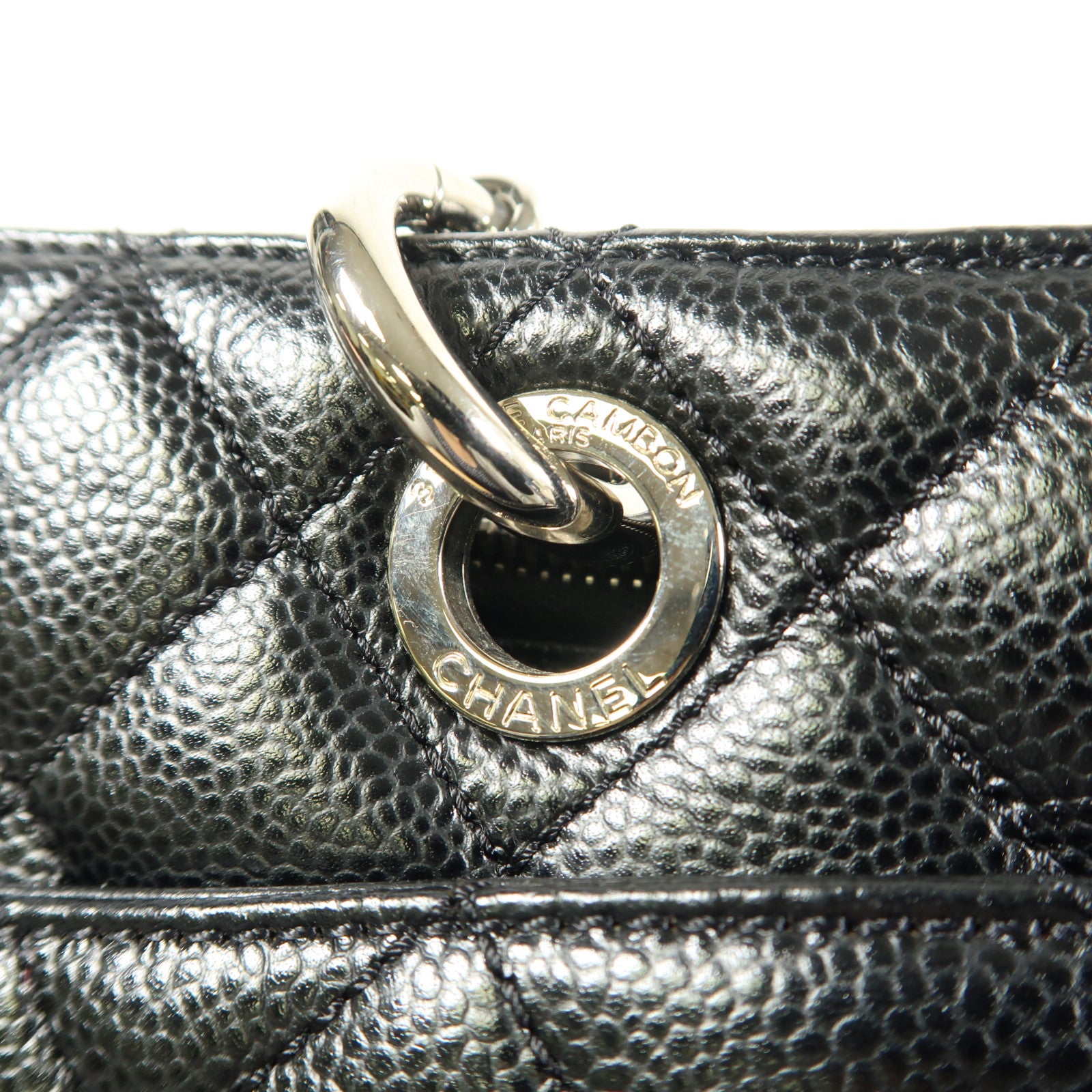 CHANEL 牛皮皮革GST Grand Shopping Tote Bag銀扣鏈帶肩背袋