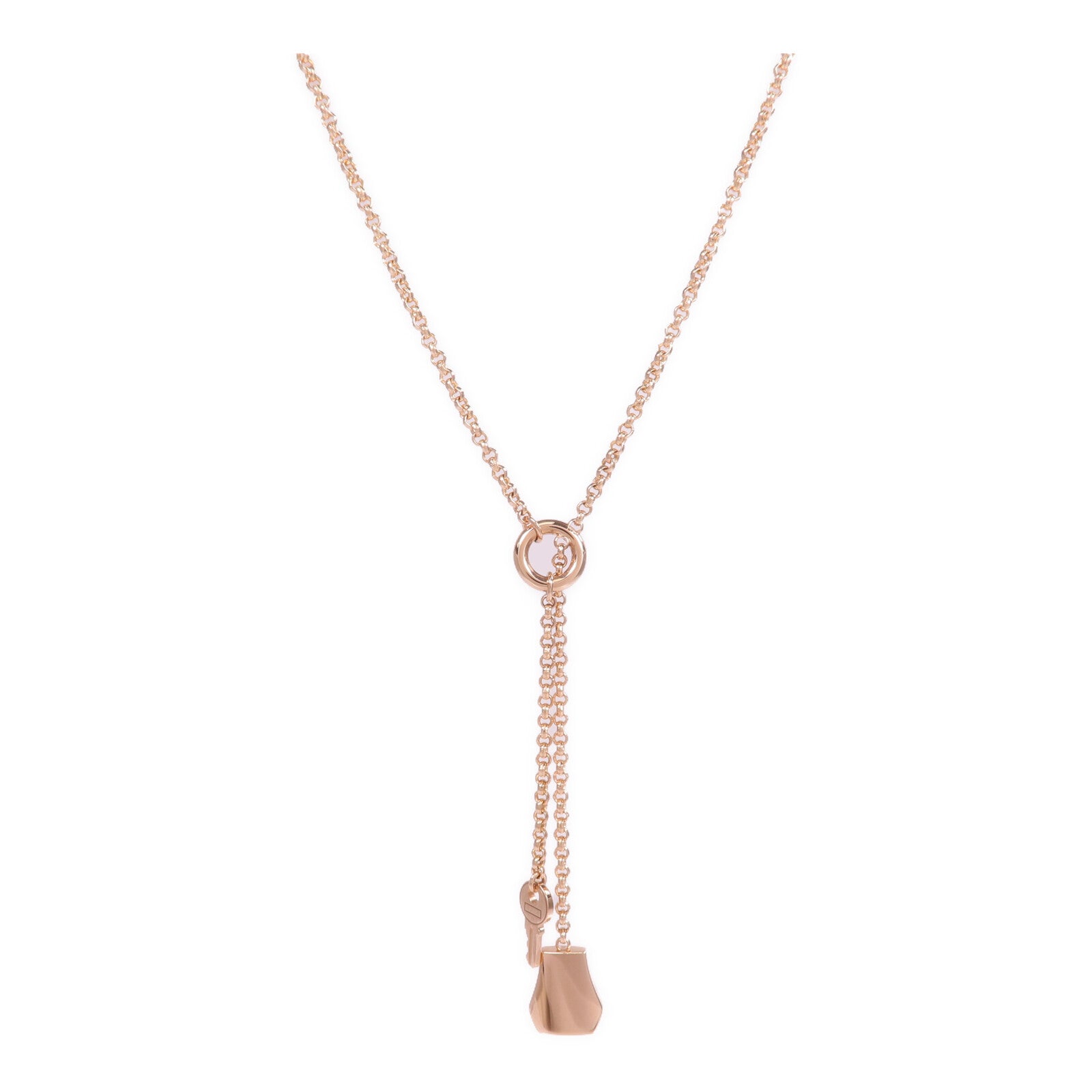 HERMES 18K玫瑰金Kelly Clochette Necklace項鍊