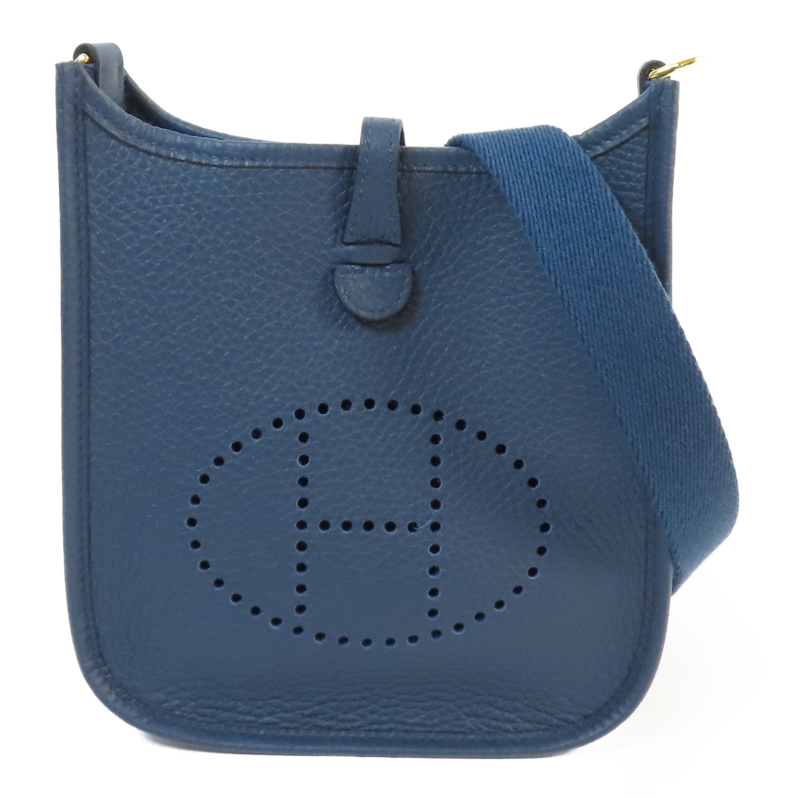 HERMES Clemence皮革Evelyne TPM金扣肩背袋Bleu De Prusse