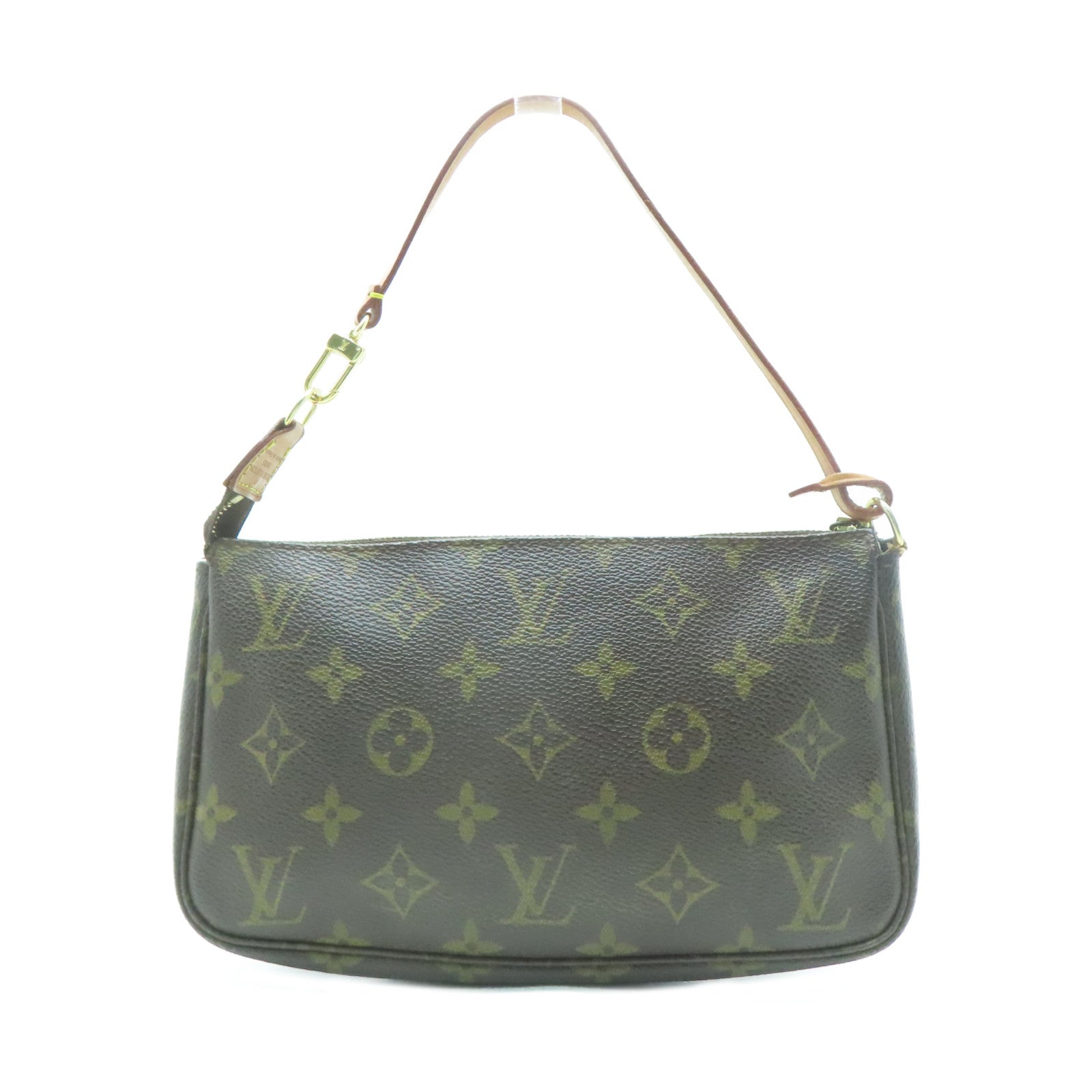 LOUIS VUITTON 【激減優惠】塗層帆布Pochette Accessories金扣手挽袋啡色