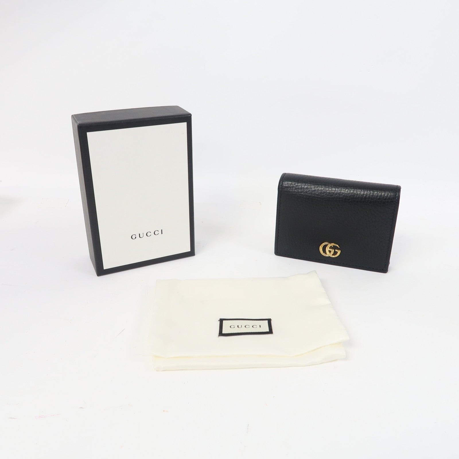 GUCCI 牛皮皮革GG Marmont Wallet金扣錢包黑色