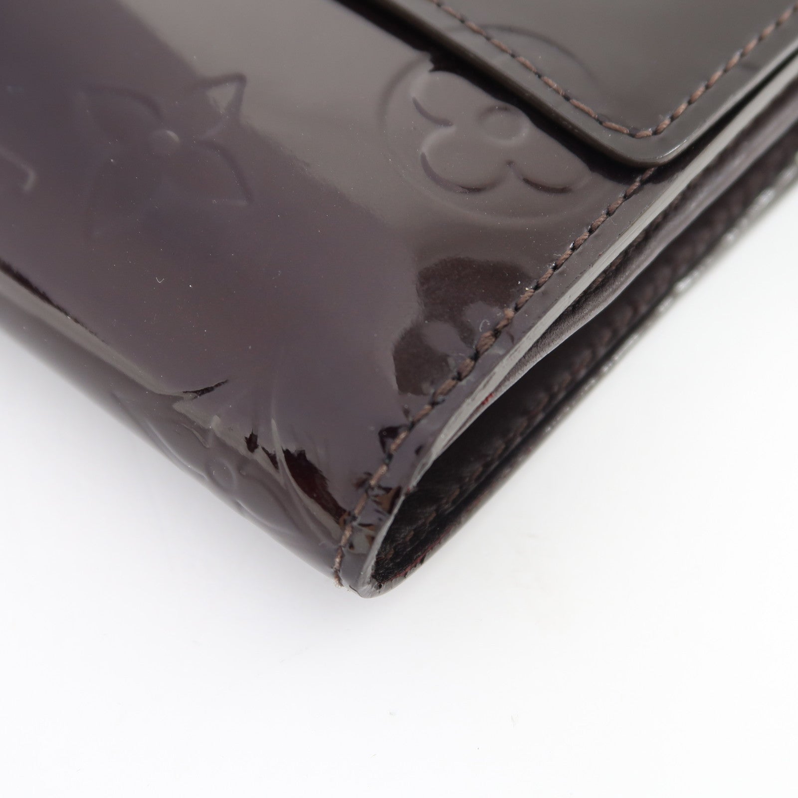 LOUIS VUITTON Vernis Protefeuille Elies金扣錢包酒紅色