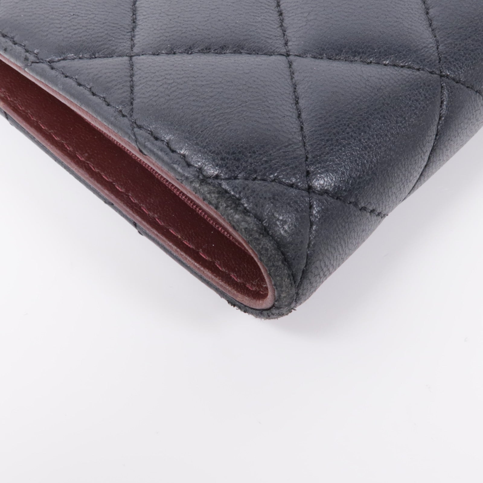 CHANEL 羊皮皮革Long Wallet銀扣長錢包