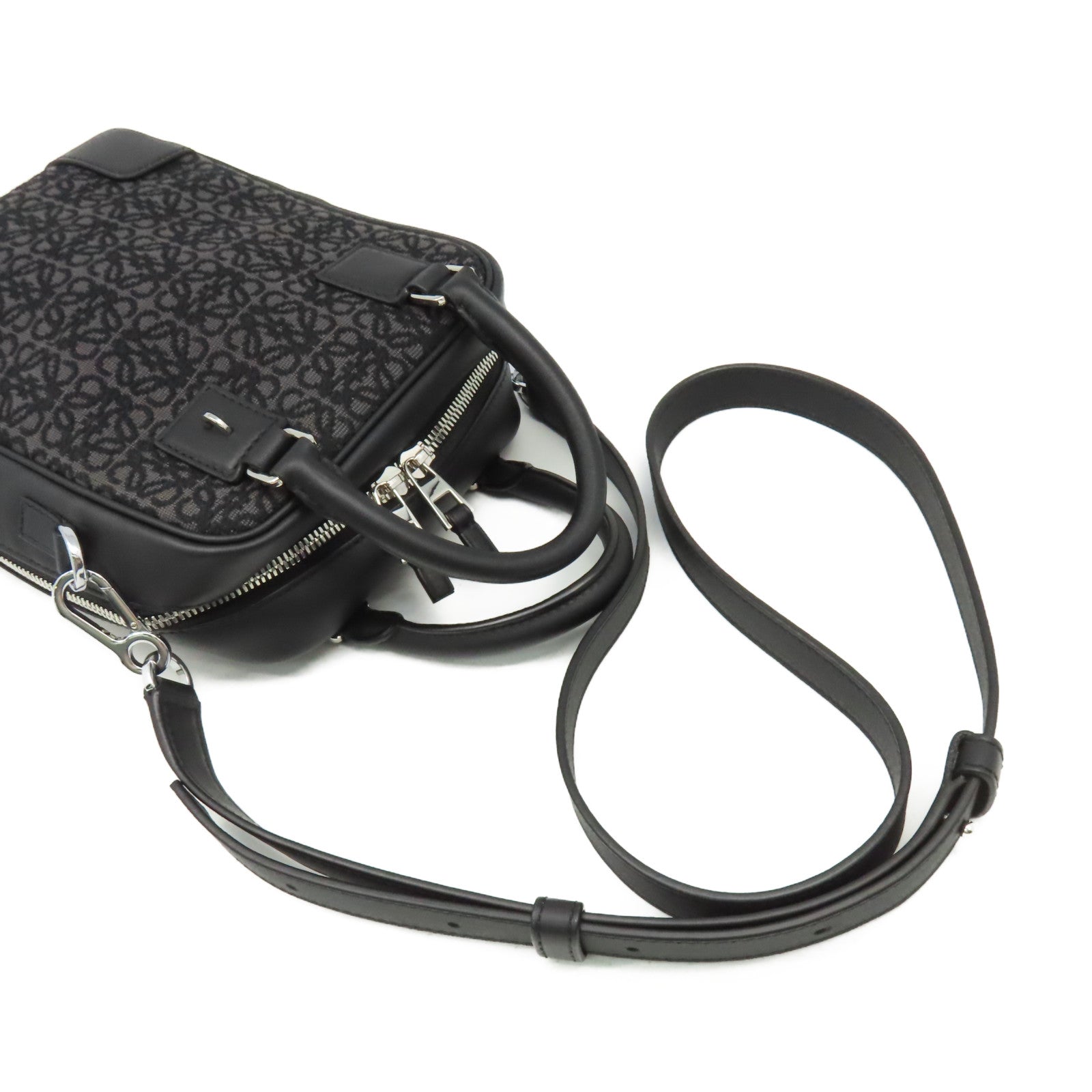 LOEWE 【清倉大減價】帆布/牛皮皮革Amazona 15 2Way Shoulder Bag手挽肩背兩用袋黑色