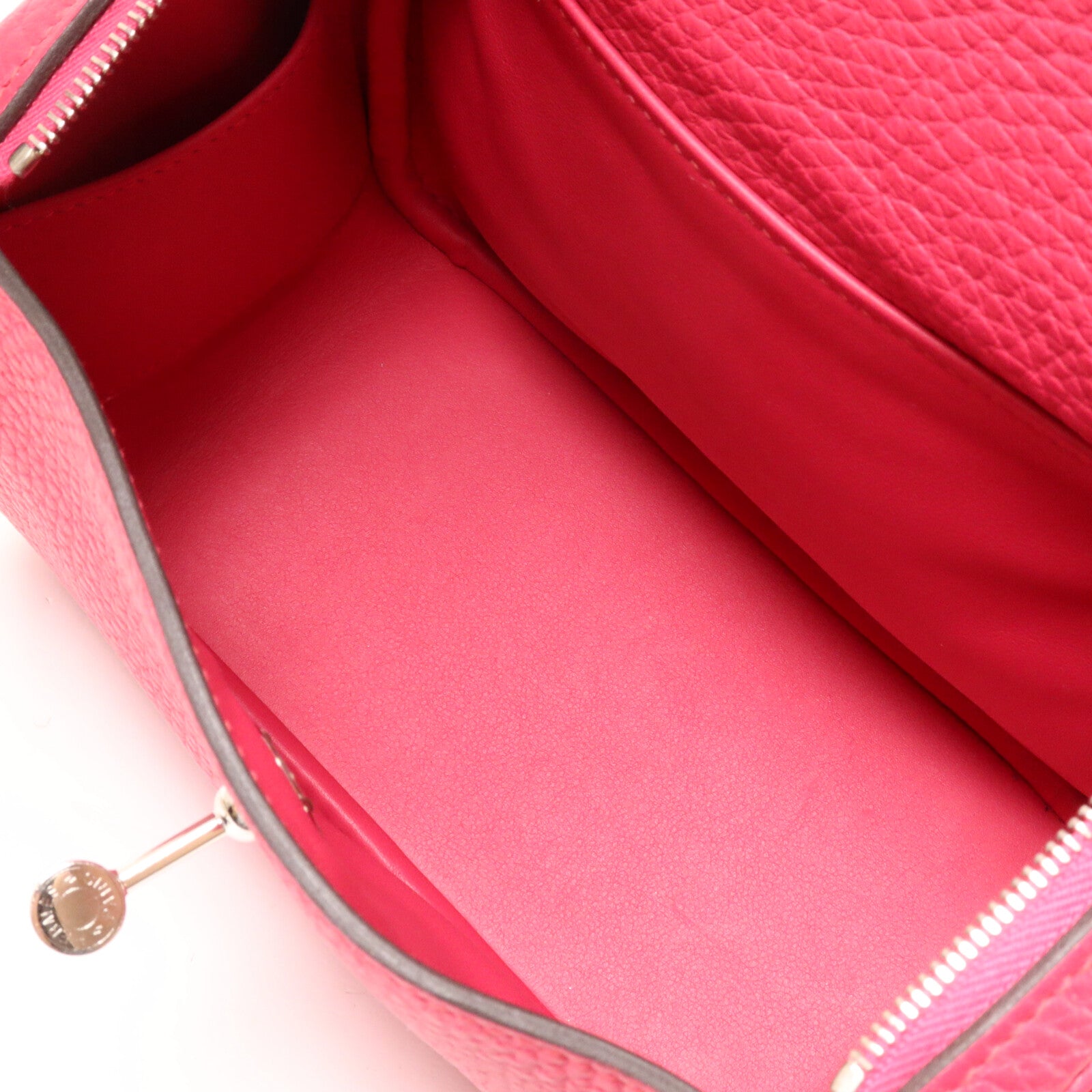 HERMES Clemence皮革Mini Lindy手挽肩背兩用袋Framboise