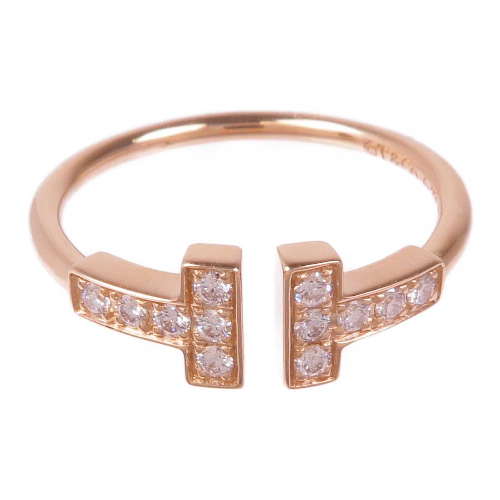 TIFFANY＆CO 18K玫瑰金T Ring With Diamond鑽石戒指US#6