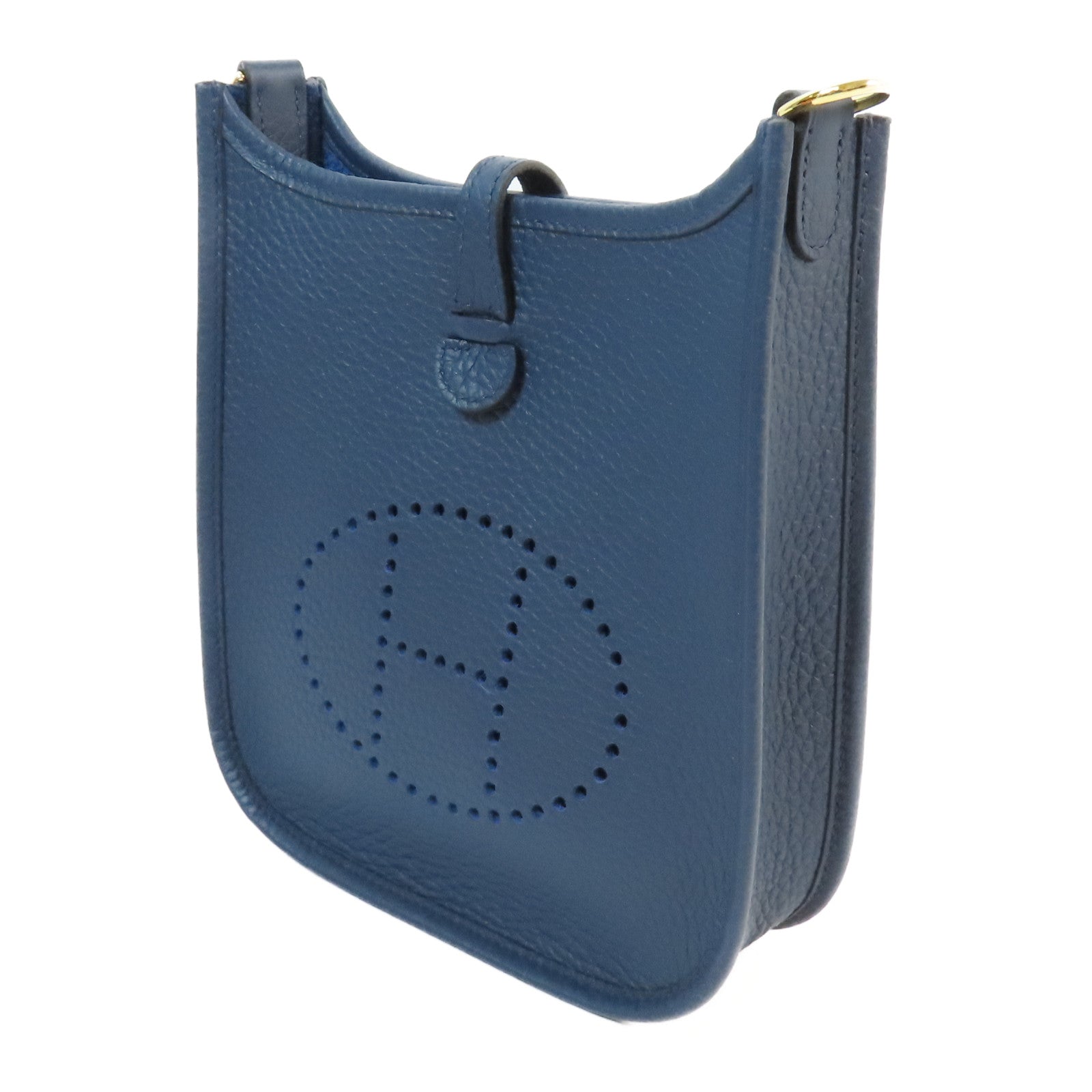 HERMES Clemence皮革Evelyne TPM金扣肩背袋Bleu De Prusse