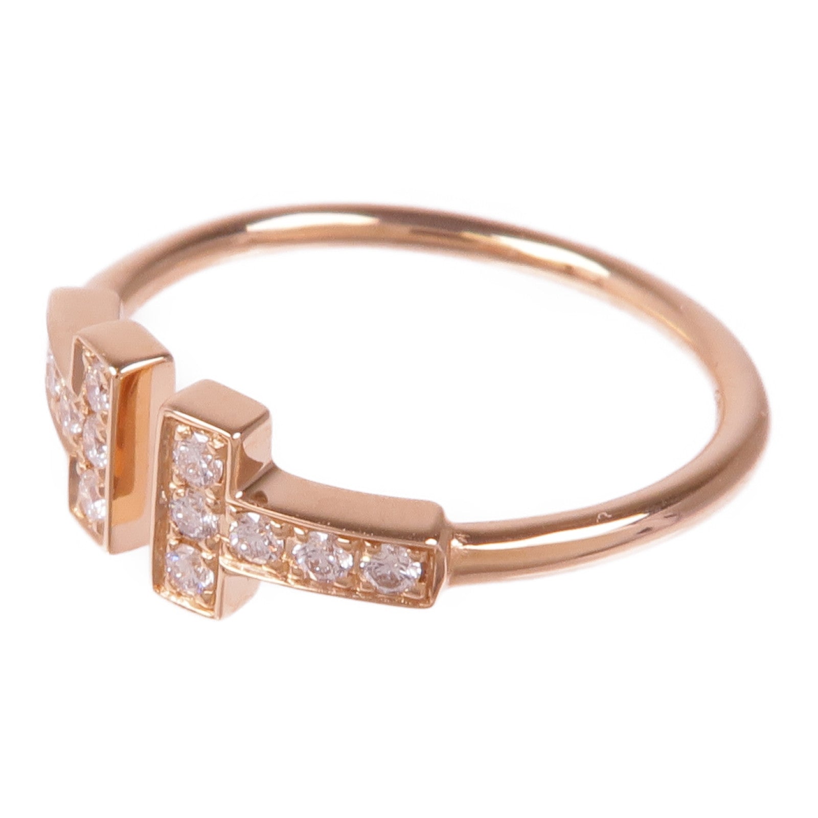 TIFFANY＆CO 18K玫瑰金T Ring With Diamond鑽石戒指US#6