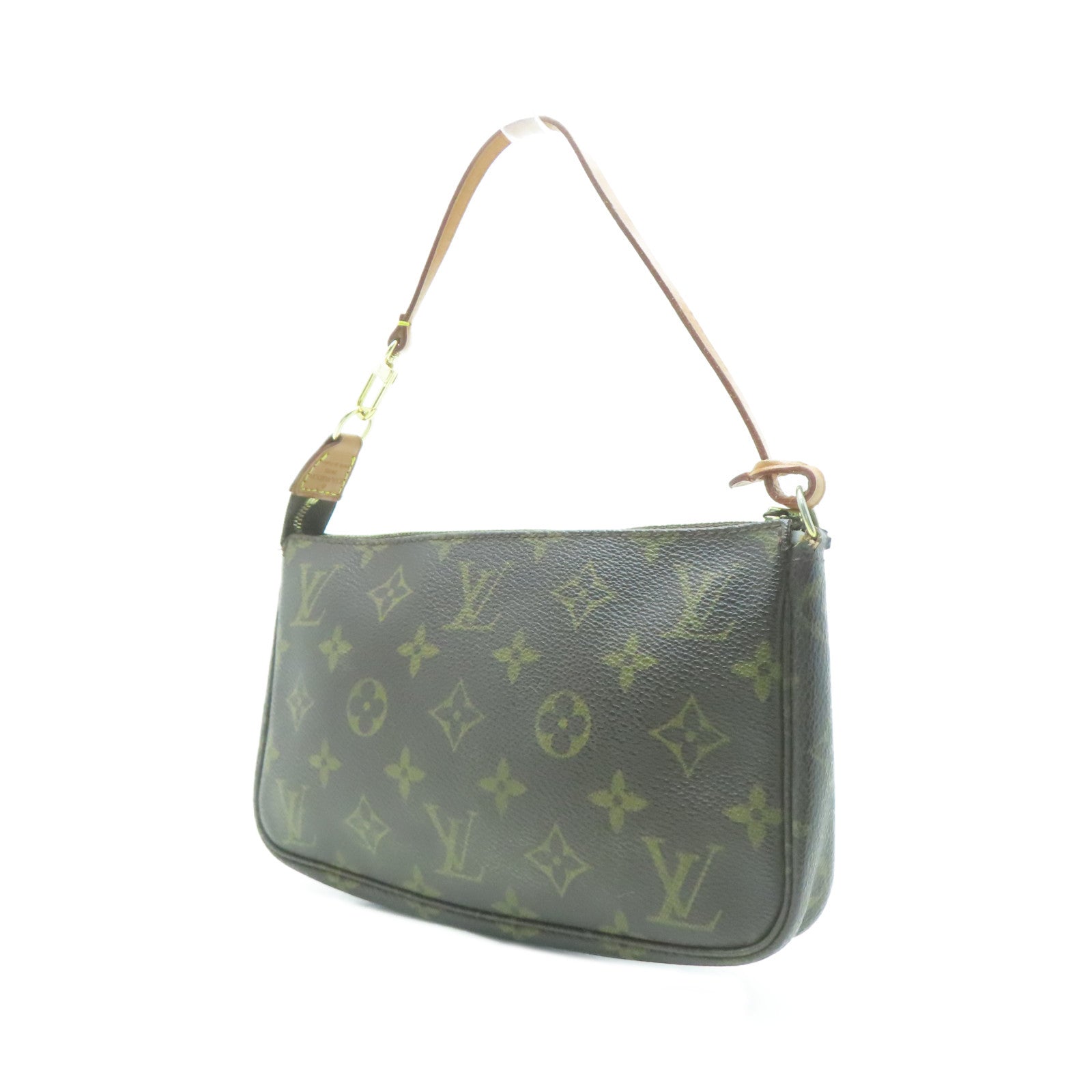 LOUIS VUITTON 【激減優惠】塗層帆布Pochette Accessories金扣手挽袋啡色