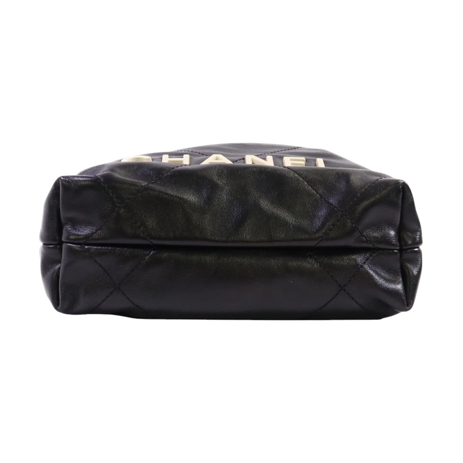 CHANEL 牛皮皮革Mini 22金扣鏈帶手挽肩背兩用袋