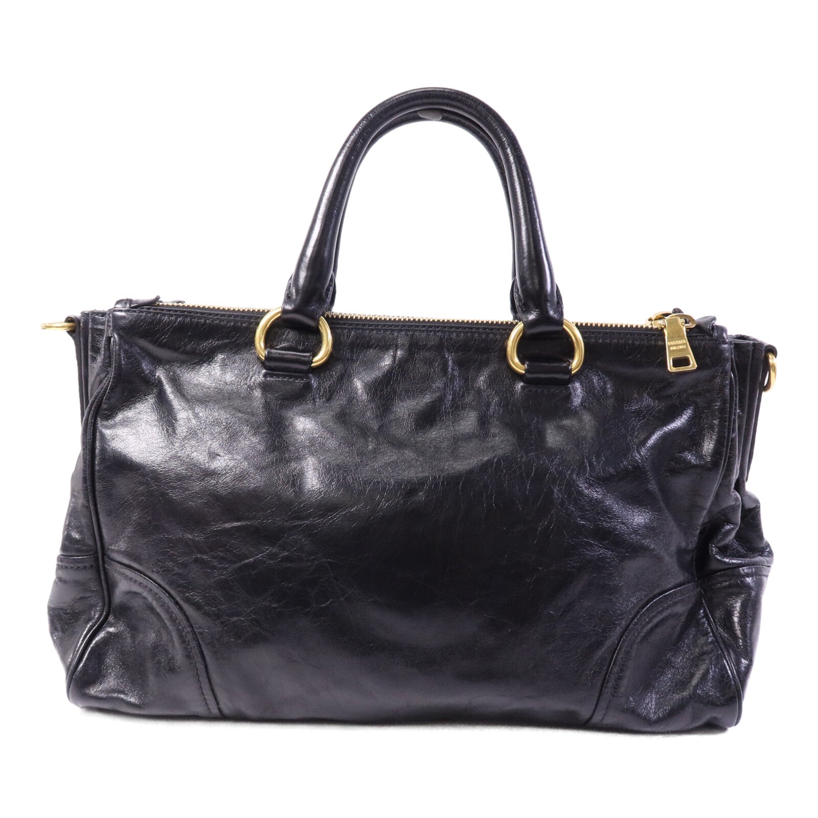 PRADA 牛皮皮革2way Shoulder金扣手挽肩背兩用袋