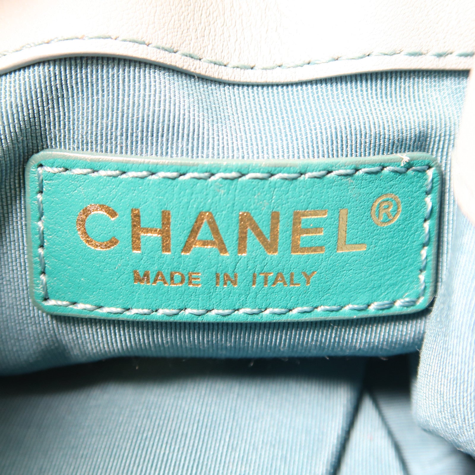 CHANEL 【激減優惠】菱格牛皮皮革Bucket Bag金扣鏈帶肩背袋藍色