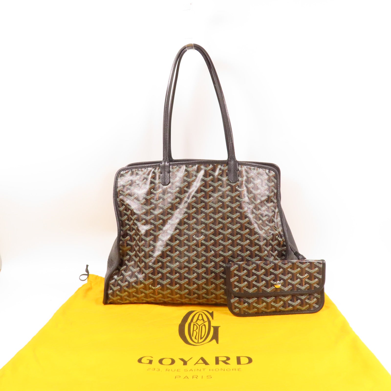 GOYARD 塗層帆布Hardy Bag銀扣手挽袋黑色