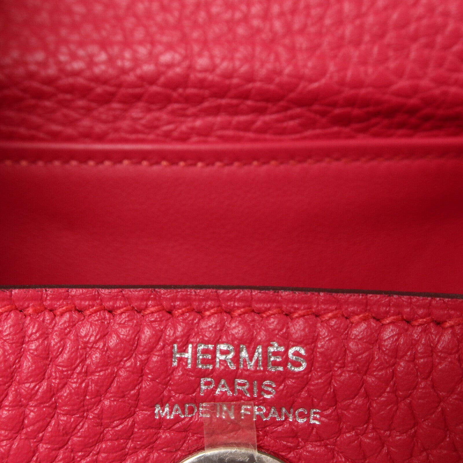 HERMES Clemence皮革Mini Lindy手挽肩背兩用袋Framboise