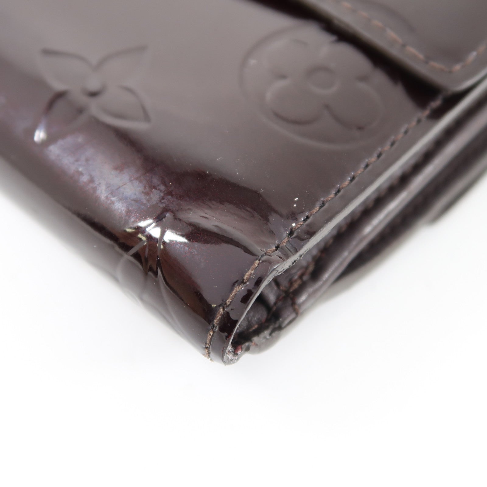 LOUIS VUITTON Vernis Protefeuille Elies金扣錢包酒紅色