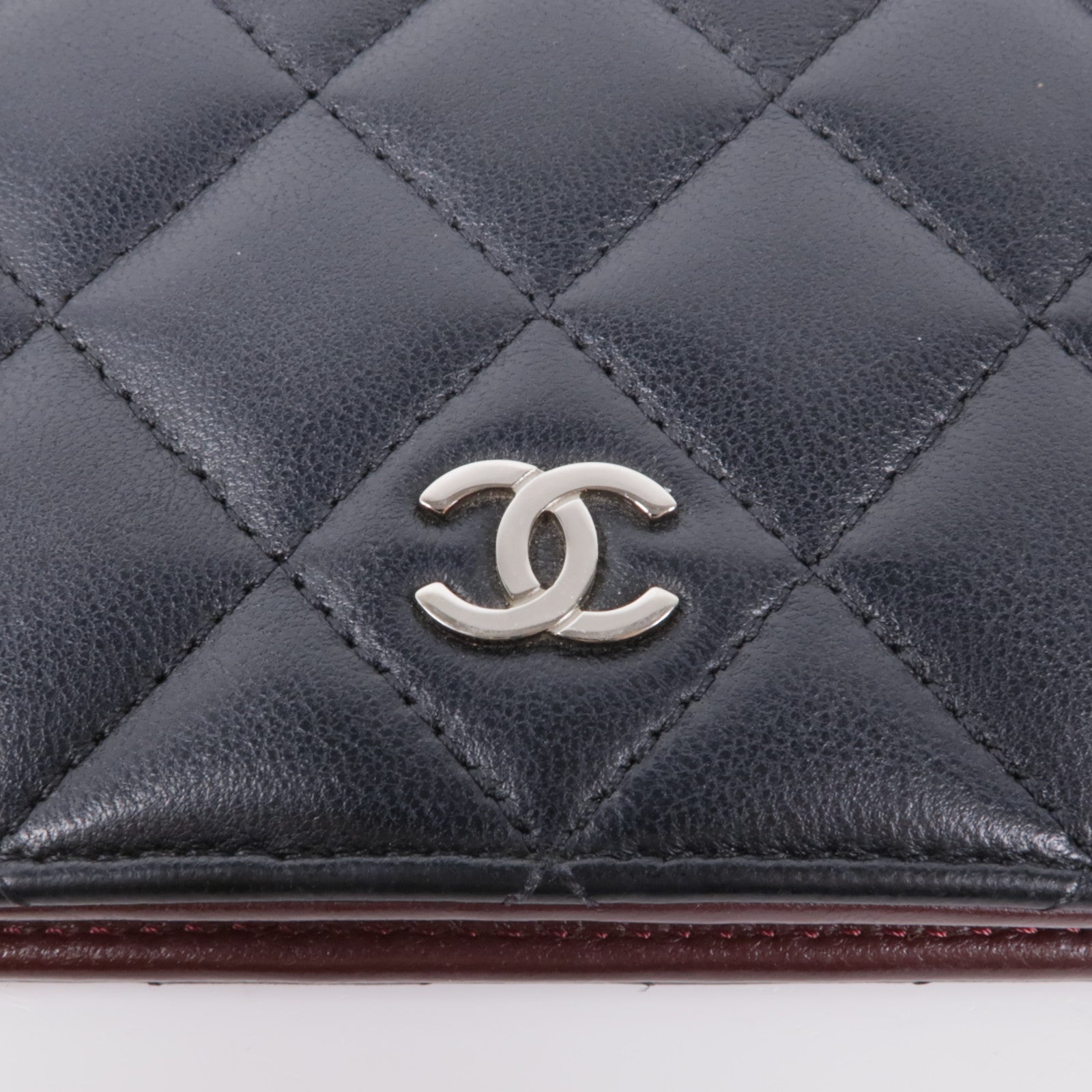 CHANEL 羊皮皮革Long Wallet銀扣長錢包