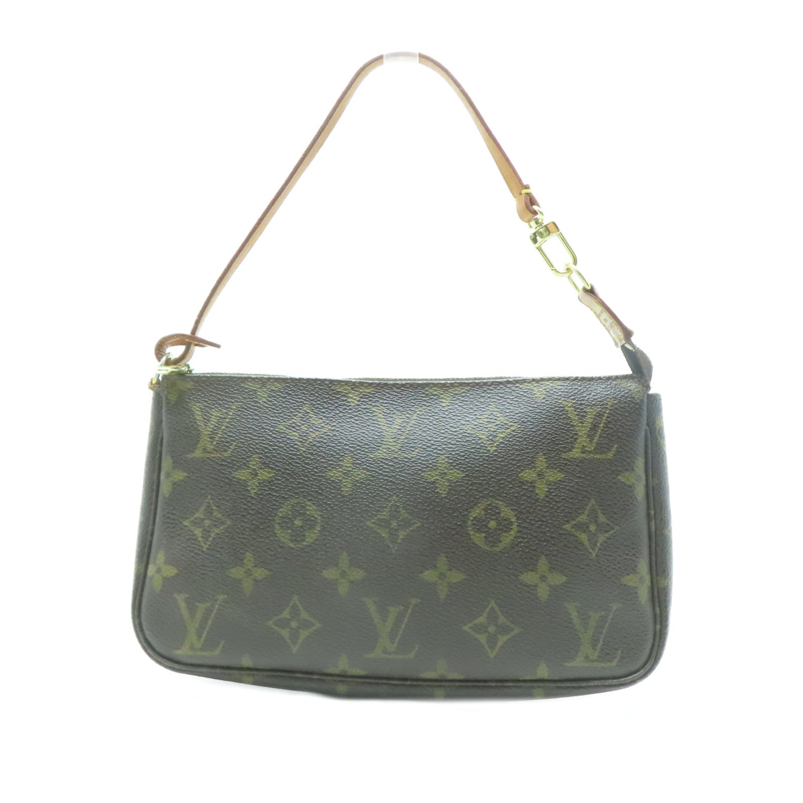 LOUIS VUITTON 【激減優惠】塗層帆布Pochette Accessories金扣手挽袋啡色