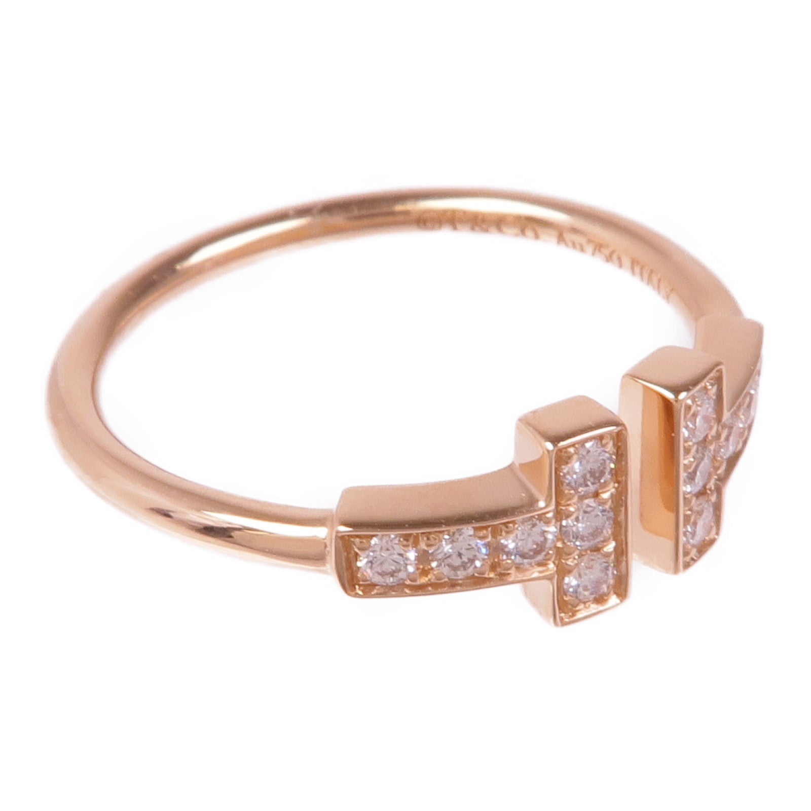 TIFFANY＆CO 18K玫瑰金T Ring With Diamond鑽石戒指US#6