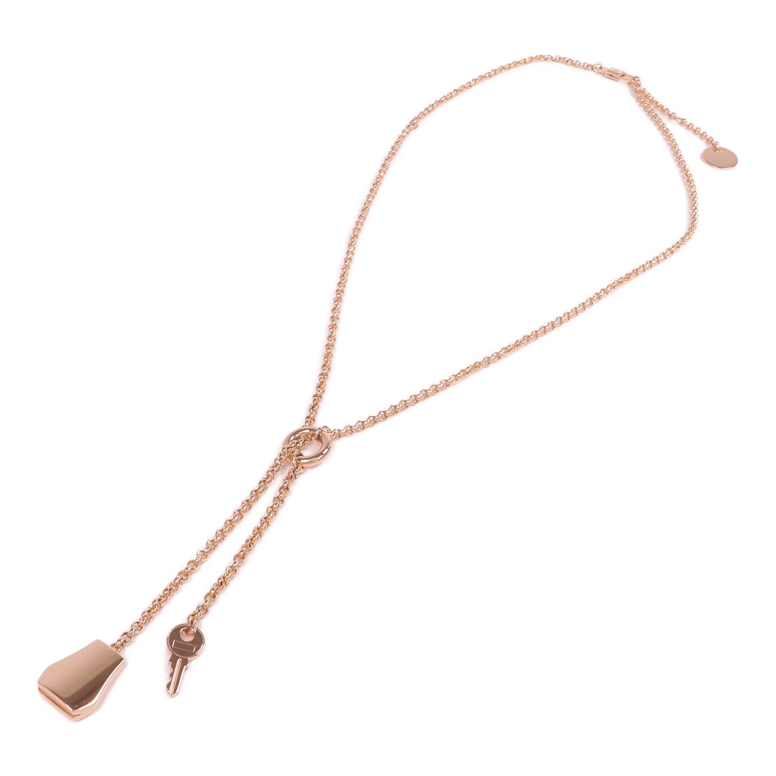 HERMES 18K玫瑰金Kelly Clochette Necklace項鍊