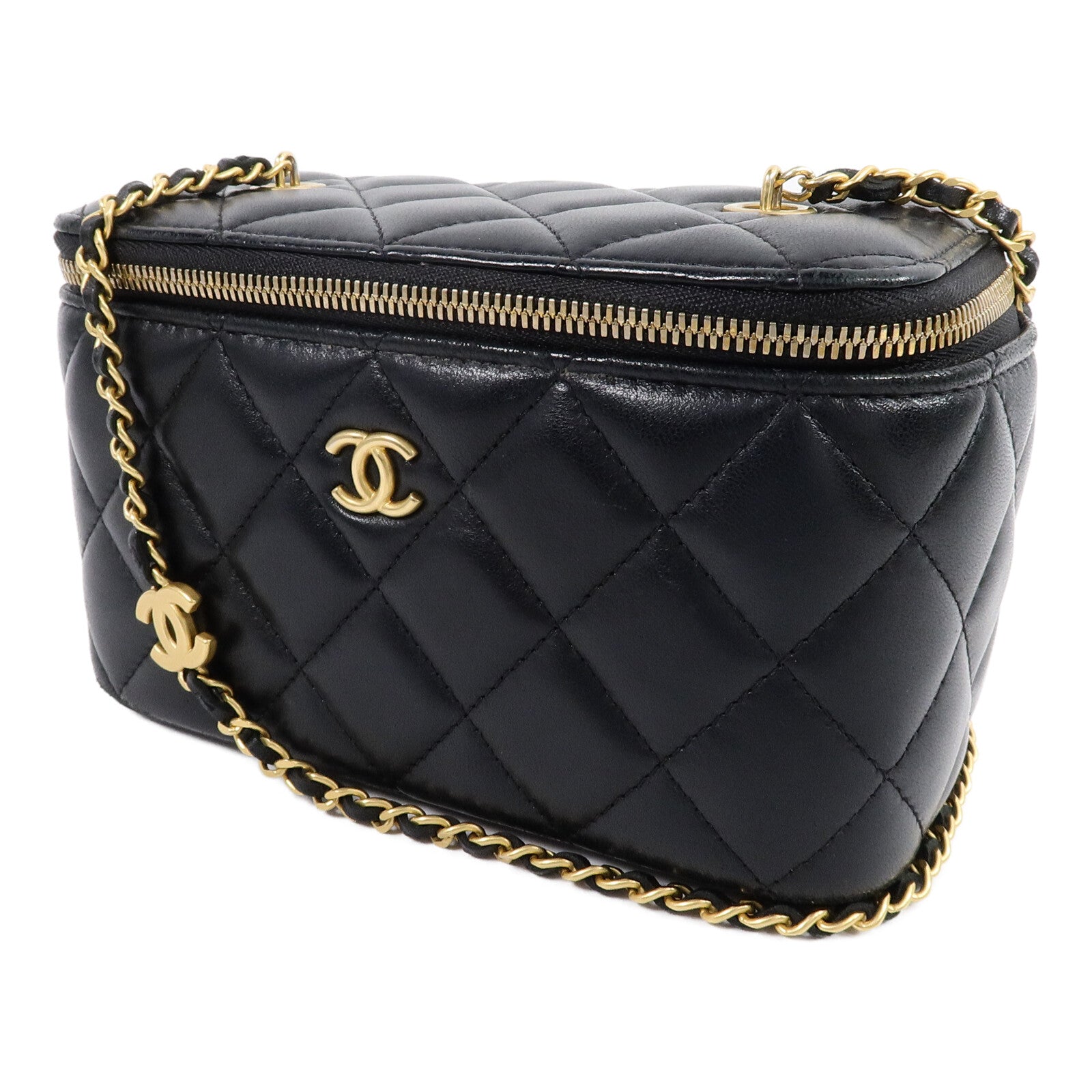 CHANEL 羊皮皮革Vanity Case鏈帶肩背袋