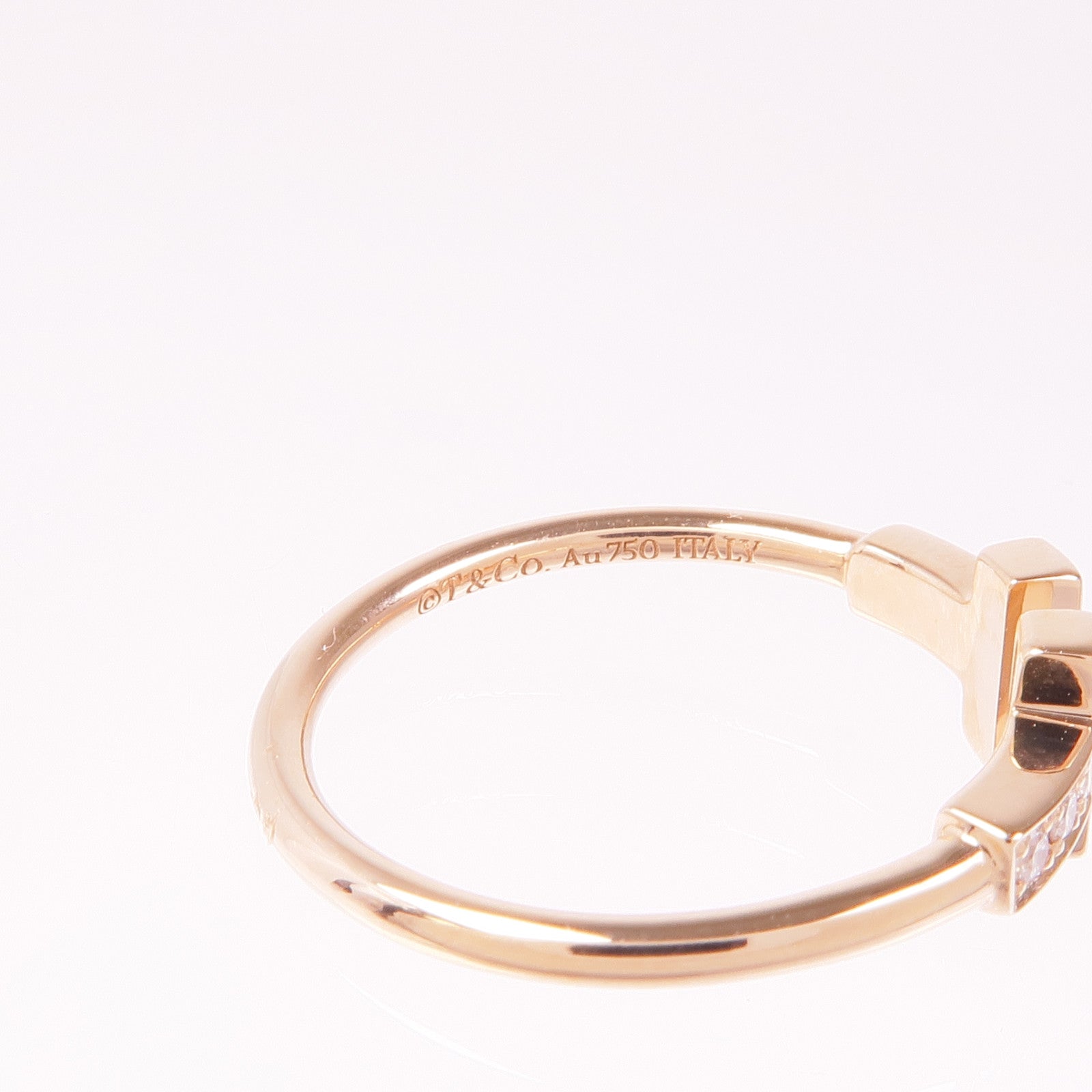 TIFFANY＆CO 18K玫瑰金T Ring With Diamond鑽石戒指US#6