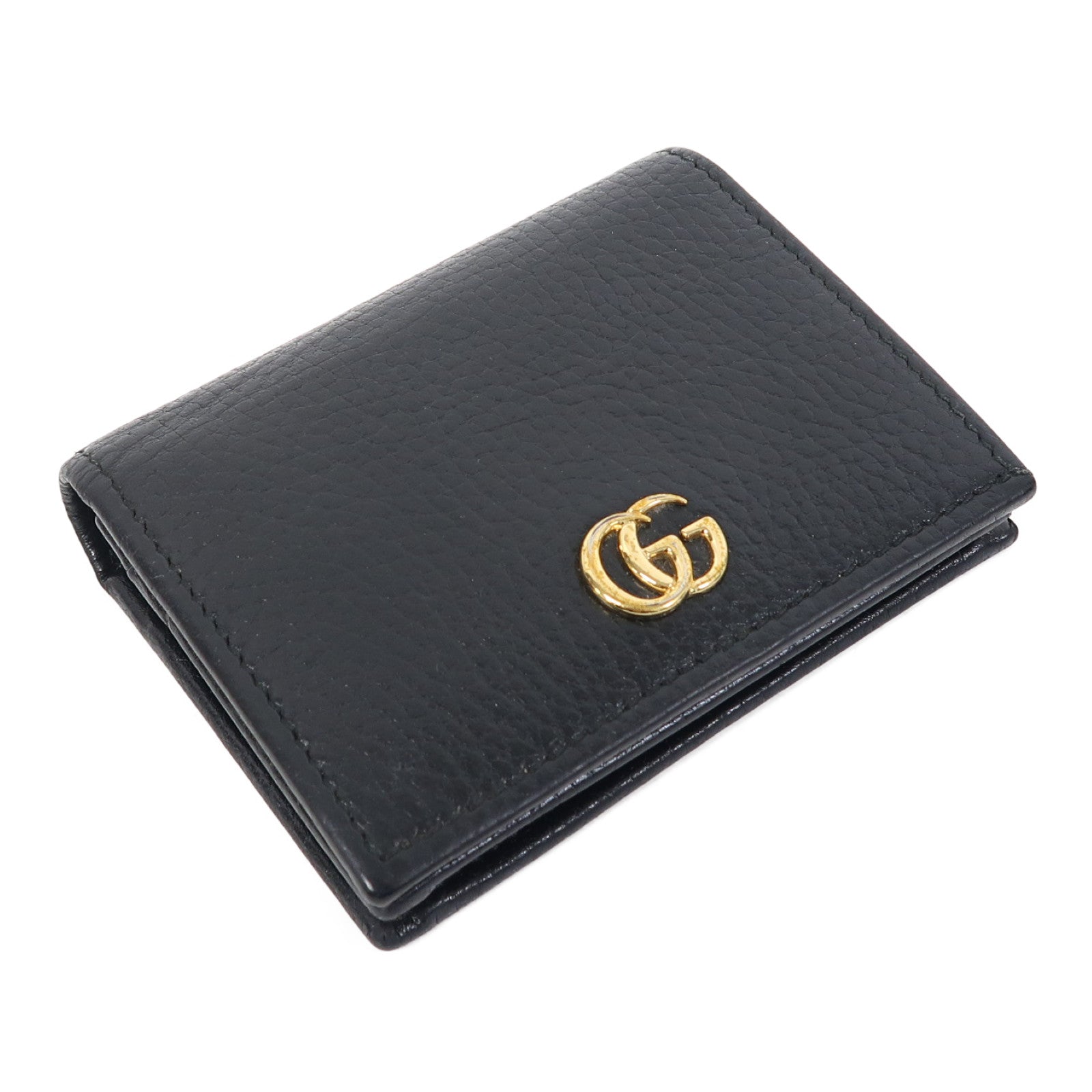 GUCCI 牛皮皮革GG Marmont Wallet金扣錢包黑色